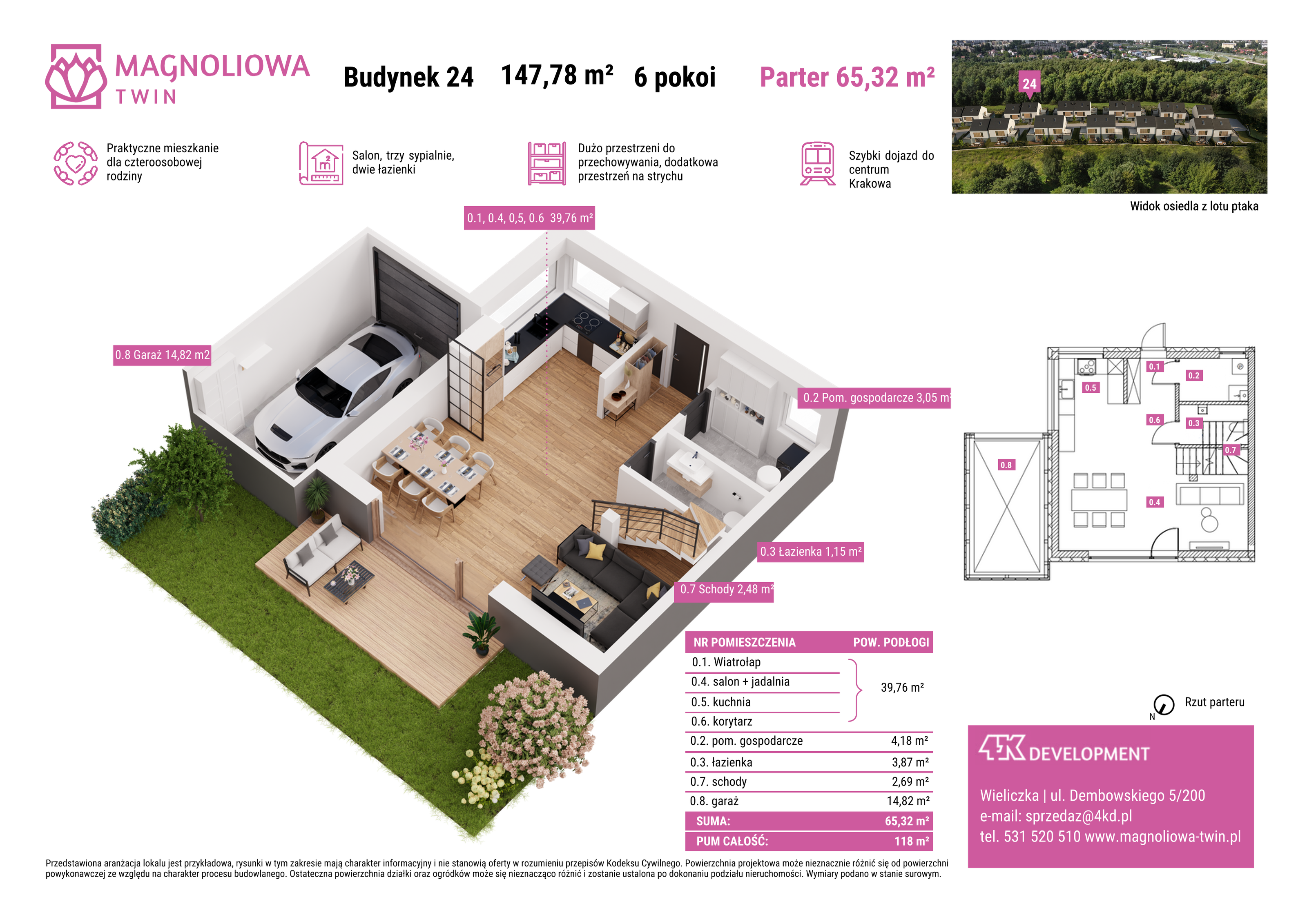 Dom 147,78 m², oferta nr B/24, Magnoliowa Twin - II Etap, Wieliczka, ul. Magnoliowa-idx