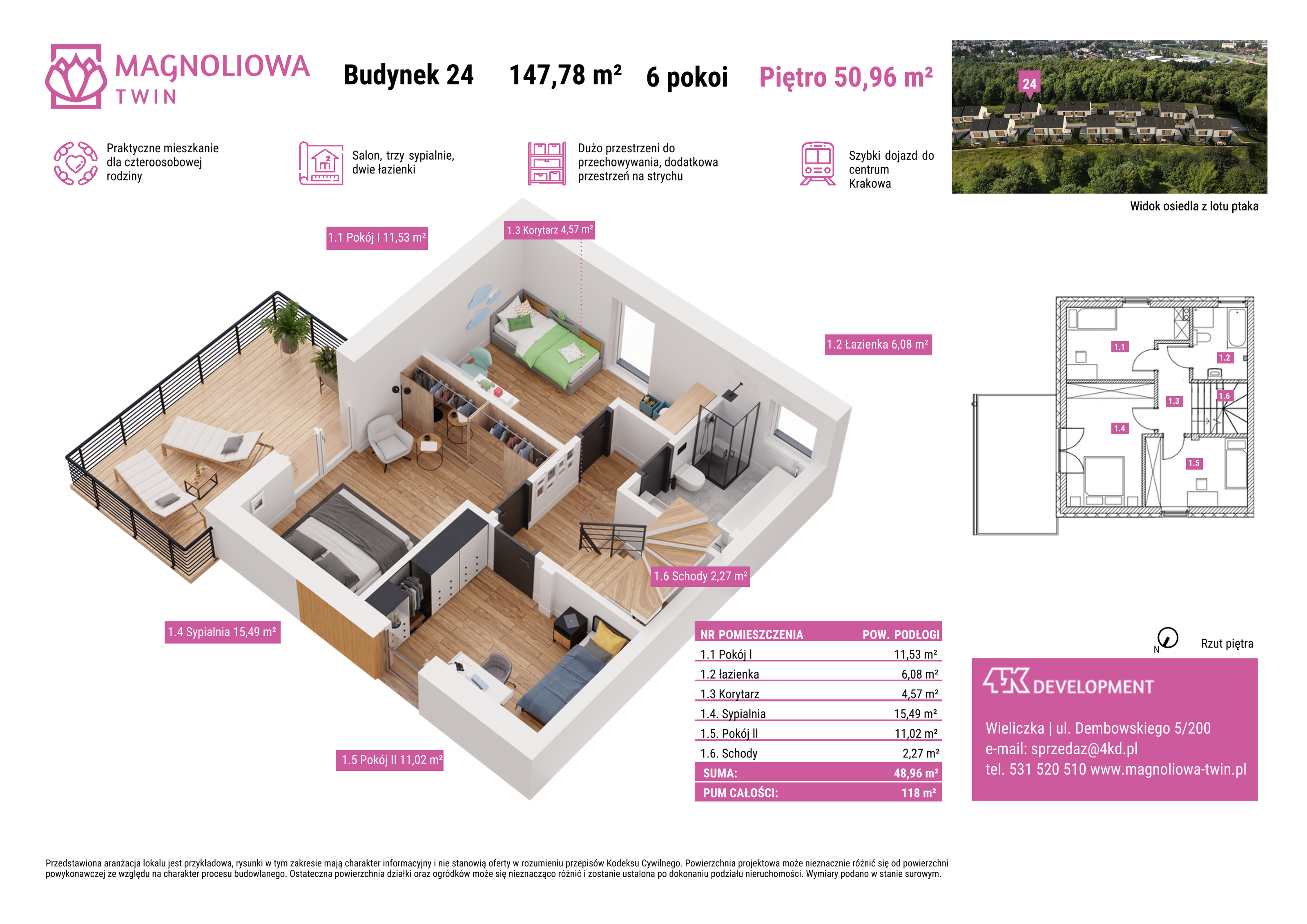 Dom 147,78 m², oferta nr B/24, Magnoliowa Twin - II Etap, Wieliczka, ul. Magnoliowa-idx