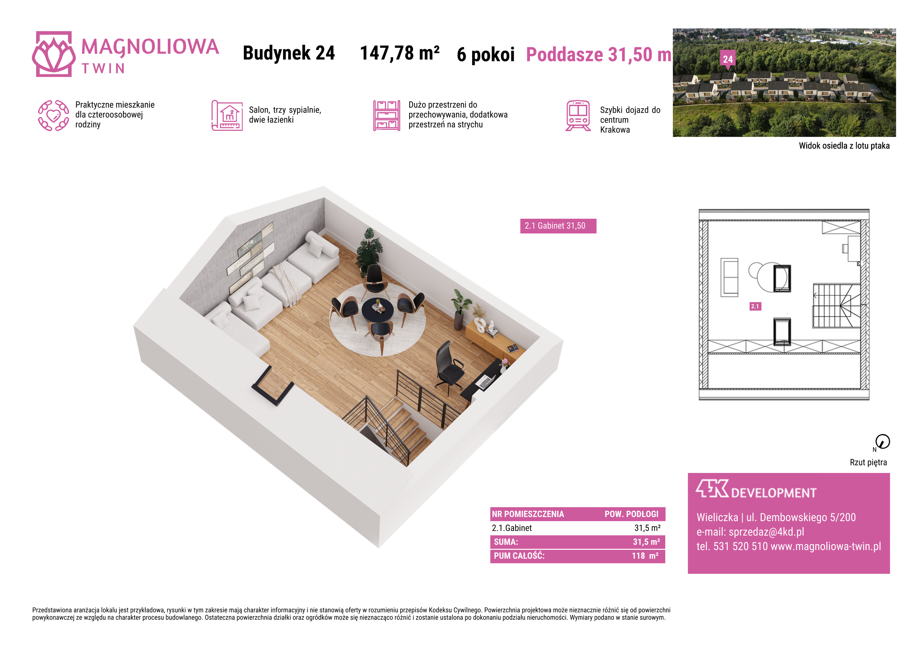 Dom 147,78 m², oferta nr B/24, Magnoliowa Twin - II Etap, Wieliczka, ul. Magnoliowa-idx