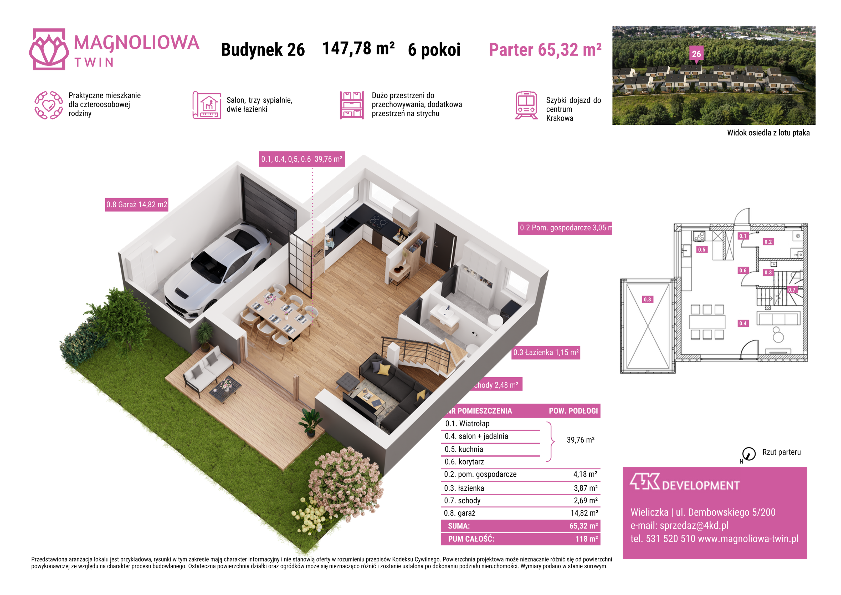 Dom 147,78 m², oferta nr B/26, Magnoliowa Twin - II Etap, Wieliczka, ul. Magnoliowa-idx