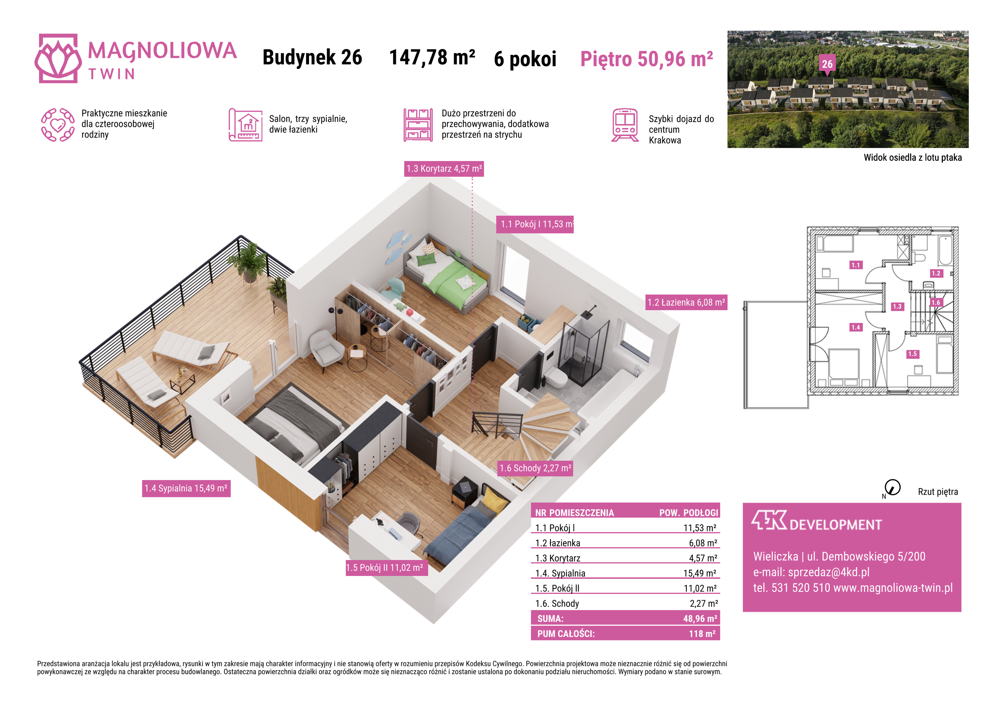 Dom 147,78 m², oferta nr B/26, Magnoliowa Twin - II Etap, Wieliczka, ul. Magnoliowa-idx