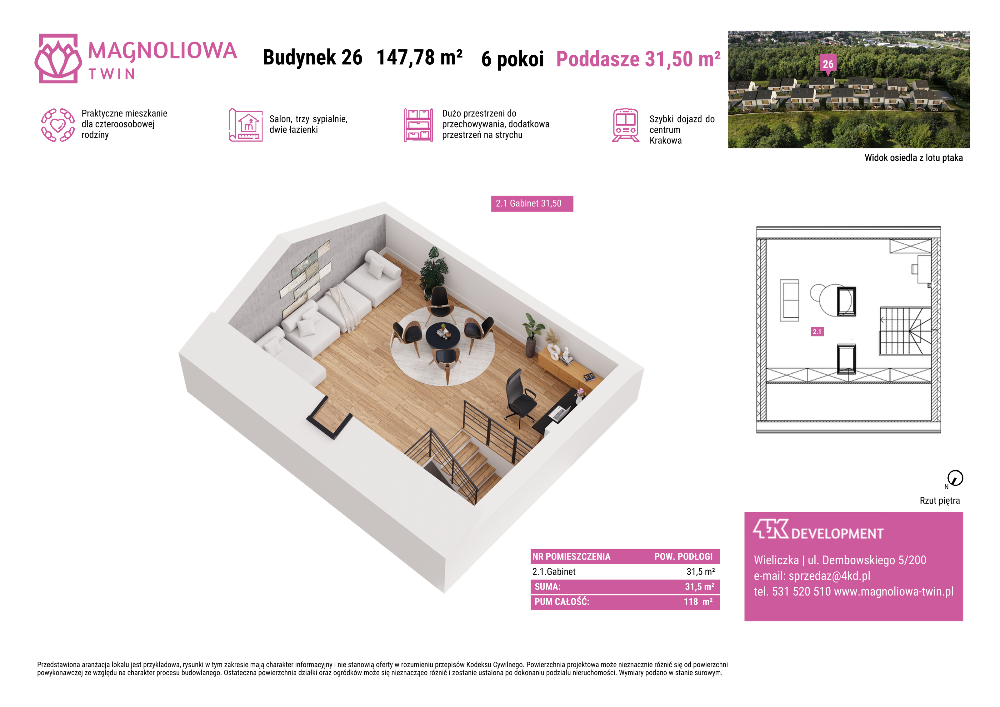 Dom 147,78 m², oferta nr B/26, Magnoliowa Twin - II Etap, Wieliczka, ul. Magnoliowa-idx