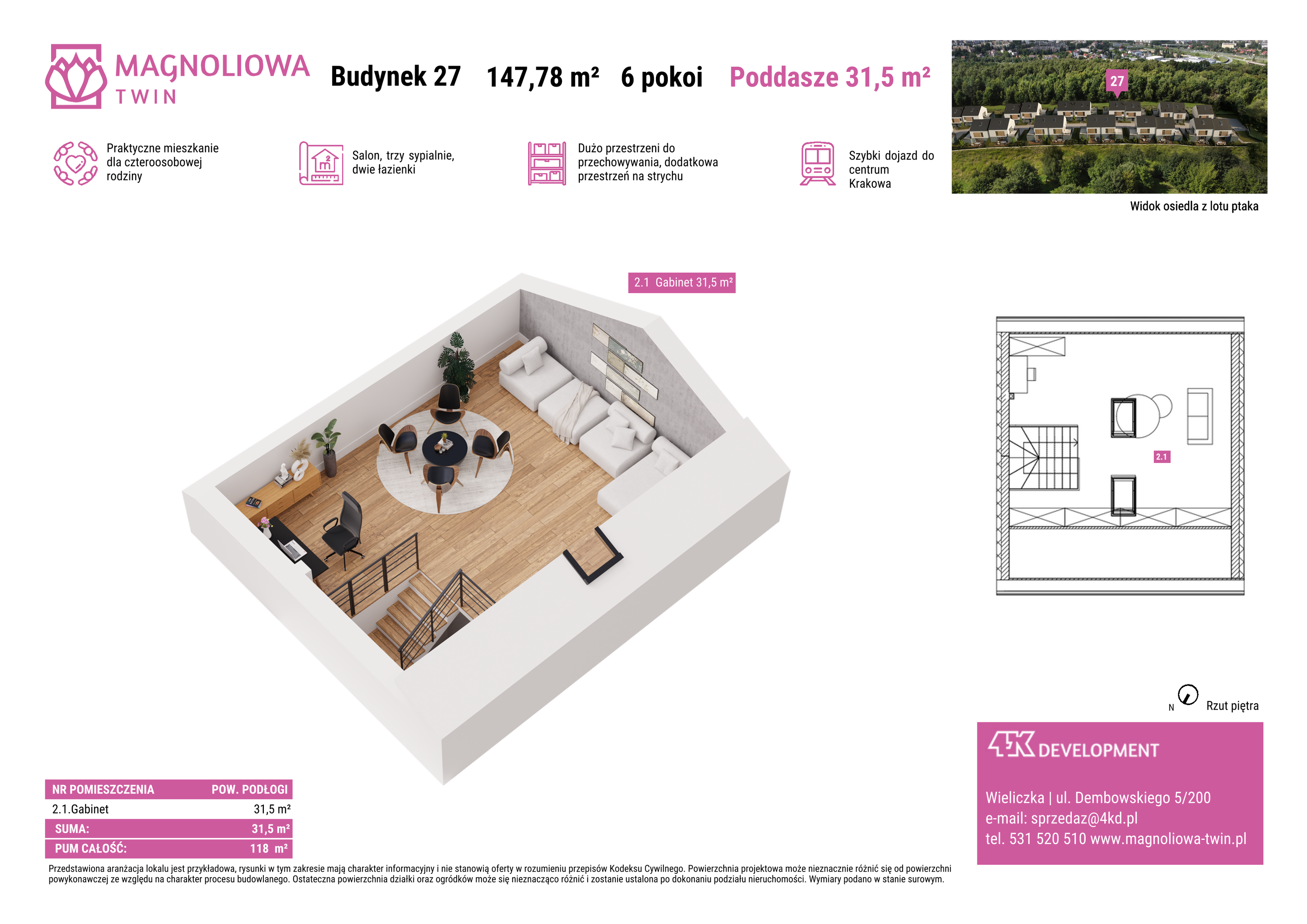 Dom 147,78 m², oferta nr B/27, Magnoliowa Twin - II Etap, Wieliczka, ul. Magnoliowa-idx