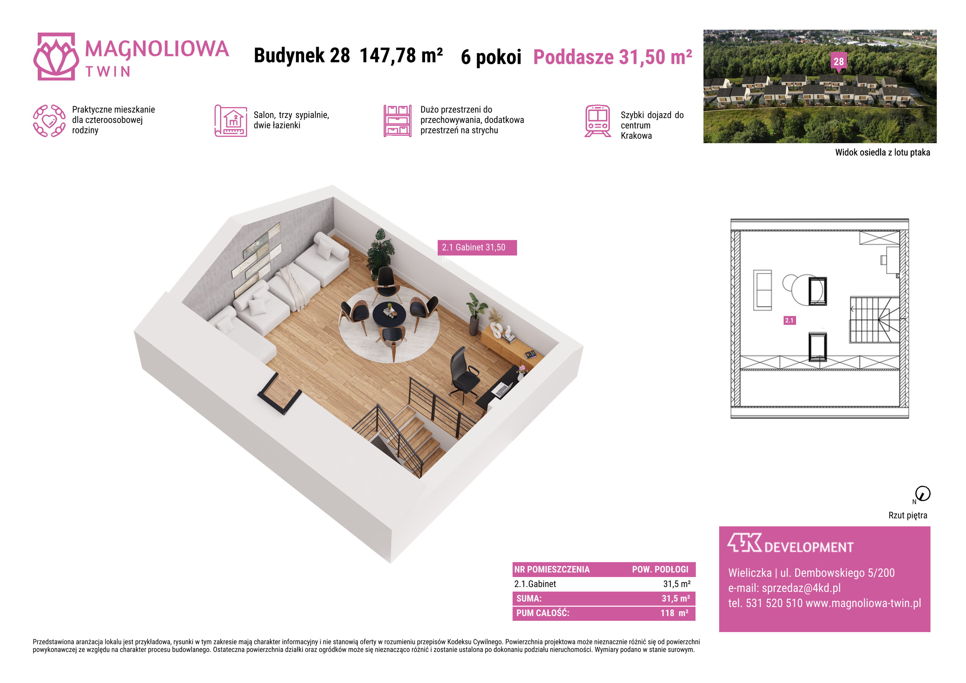 Dom 147,78 m², oferta nr B/28, Magnoliowa Twin - II Etap, Wieliczka, ul. Magnoliowa-idx