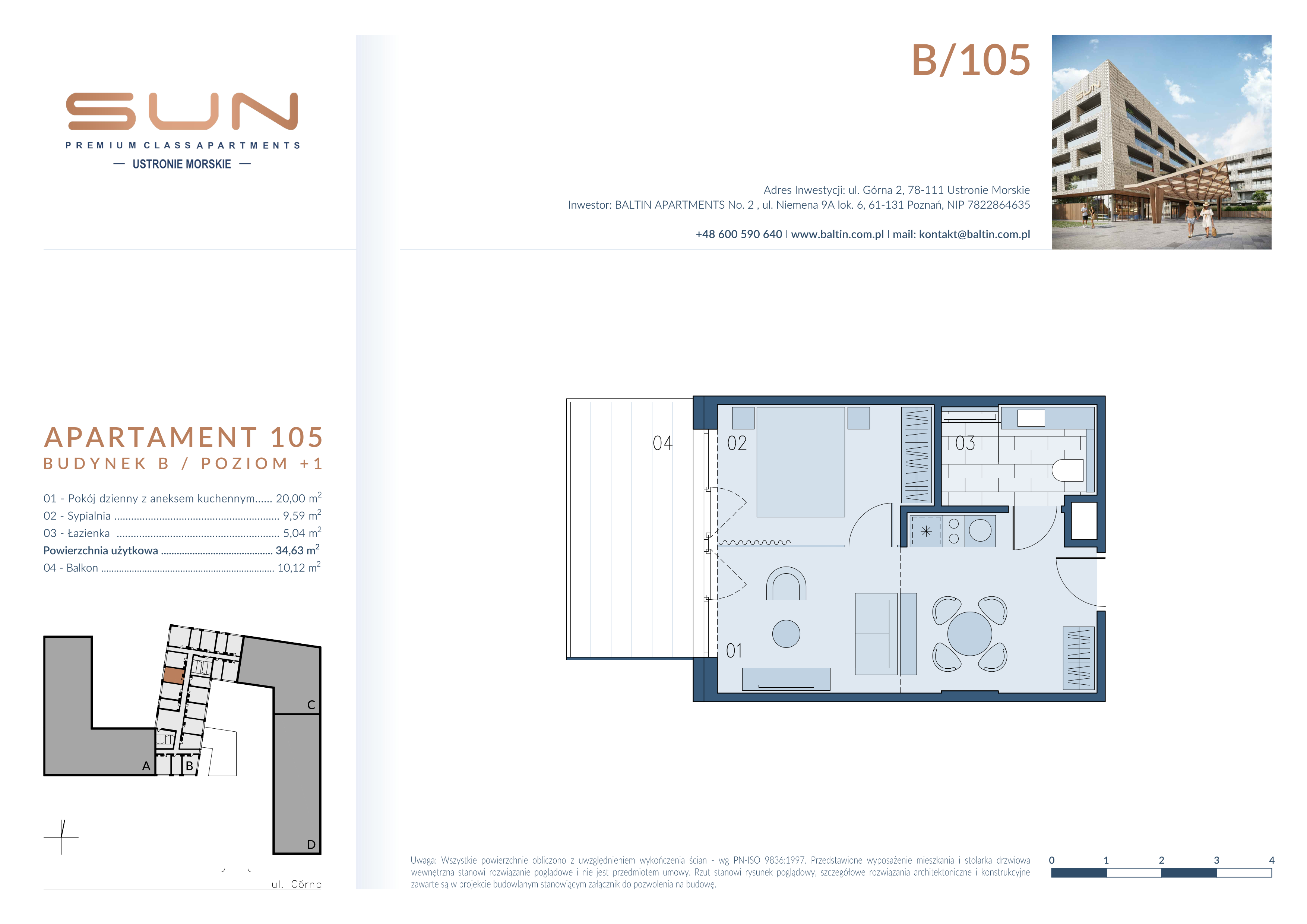 Apartament 34,63 m², piętro 1, oferta nr B/105, Bałtyk SUN ***** Premium Hotel & Apartaments, Ustronie Morskie, ul. Górna 2-idx