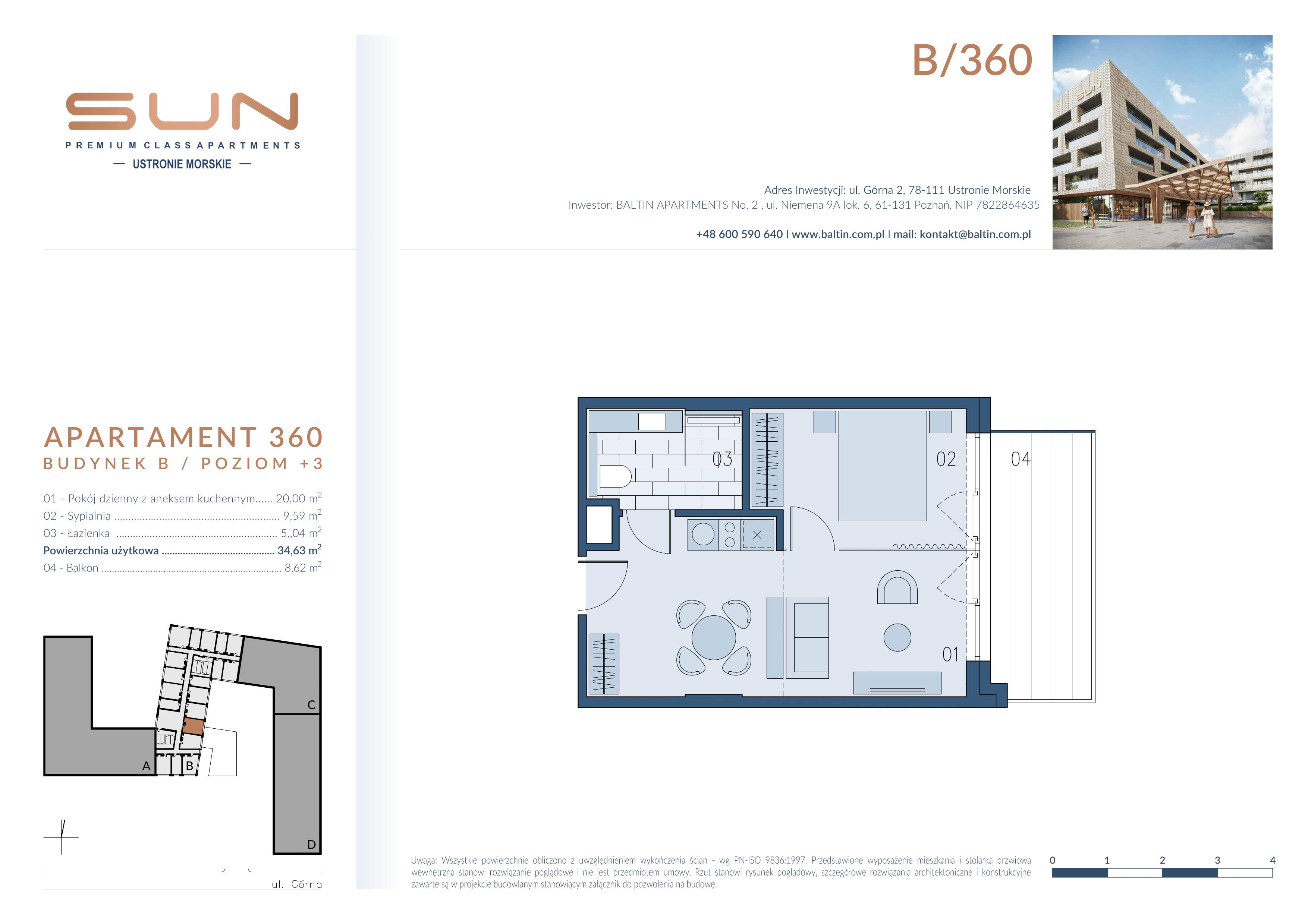 Apartament 34,63 m², piętro 3, oferta nr B/360, Bałtyk SUN ***** Premium Hotel & Apartaments, Ustronie Morskie, ul. Górna 2-idx