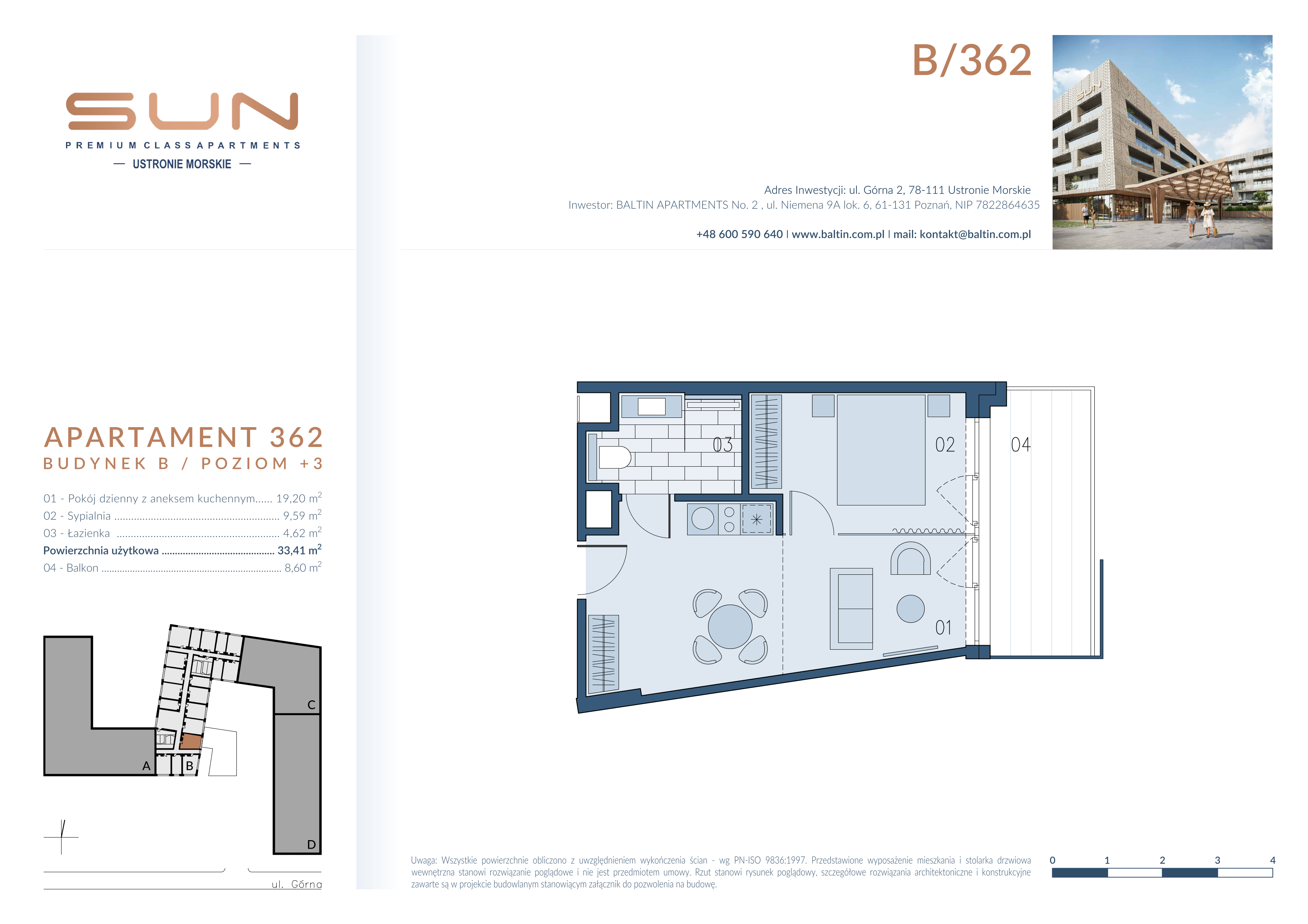 Apartament 33,41 m², piętro 3, oferta nr B/362, Bałtyk SUN ***** Premium Hotel & Apartaments, Ustronie Morskie, ul. Górna 2-idx