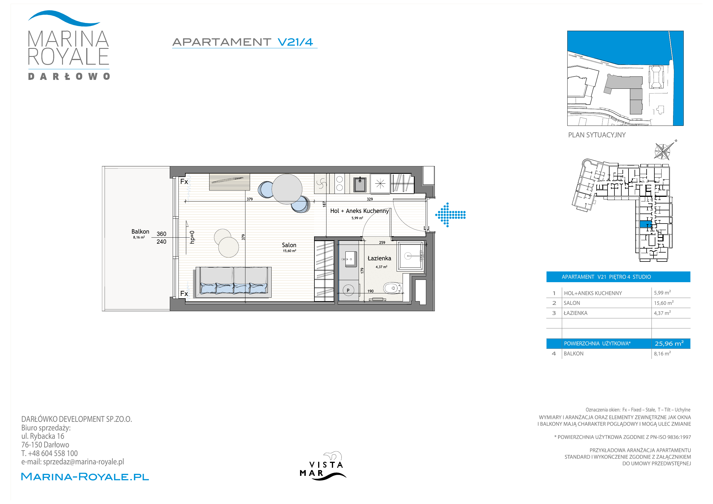 Apartament 25,96 m², piętro 4, oferta nr V21/4, Marina Royale, Darłowo, ul. Bulwar Zachodzącego Słońca 1-idx