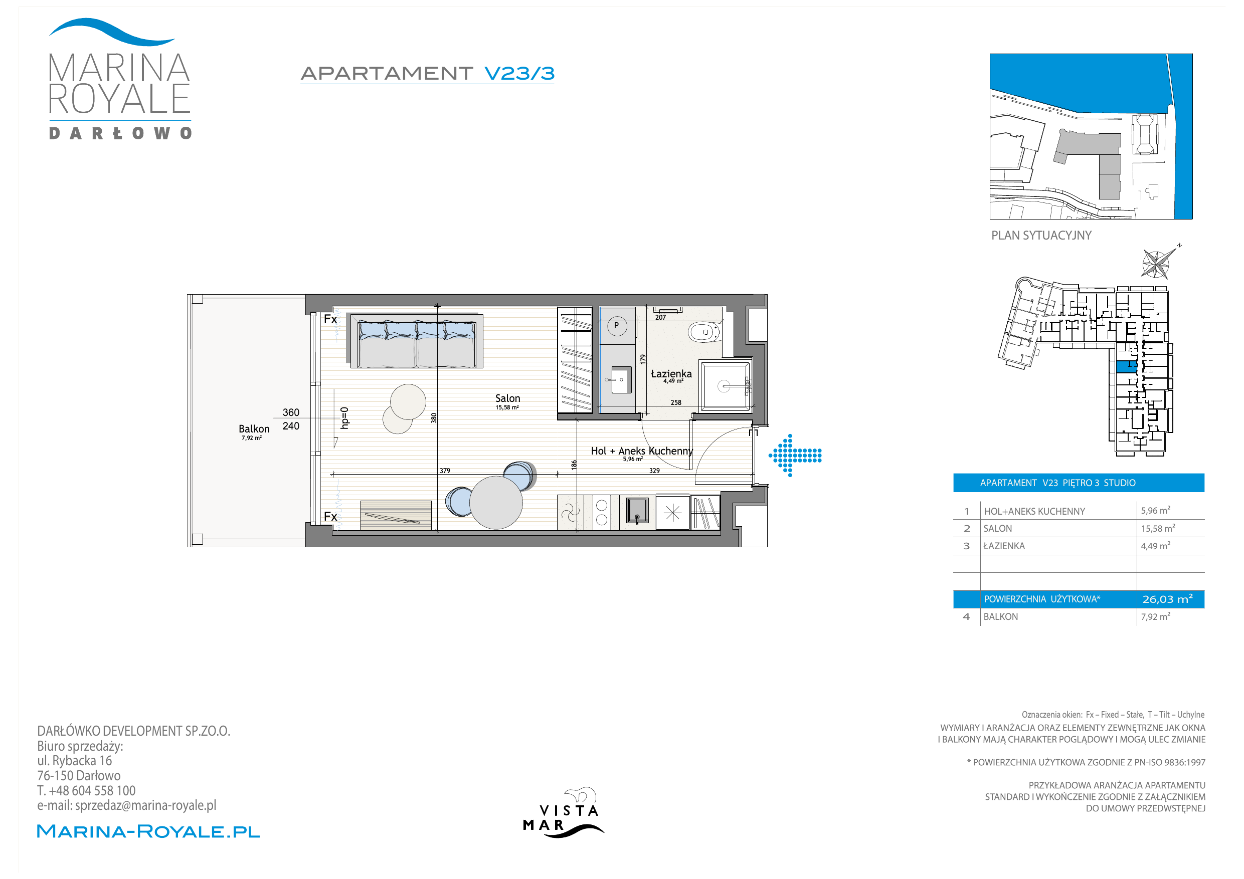 Apartament 26,03 m², piętro 3, oferta nr V23/3, Marina Royale, Darłowo, ul. Bulwar Zachodzącego Słońca 1-idx