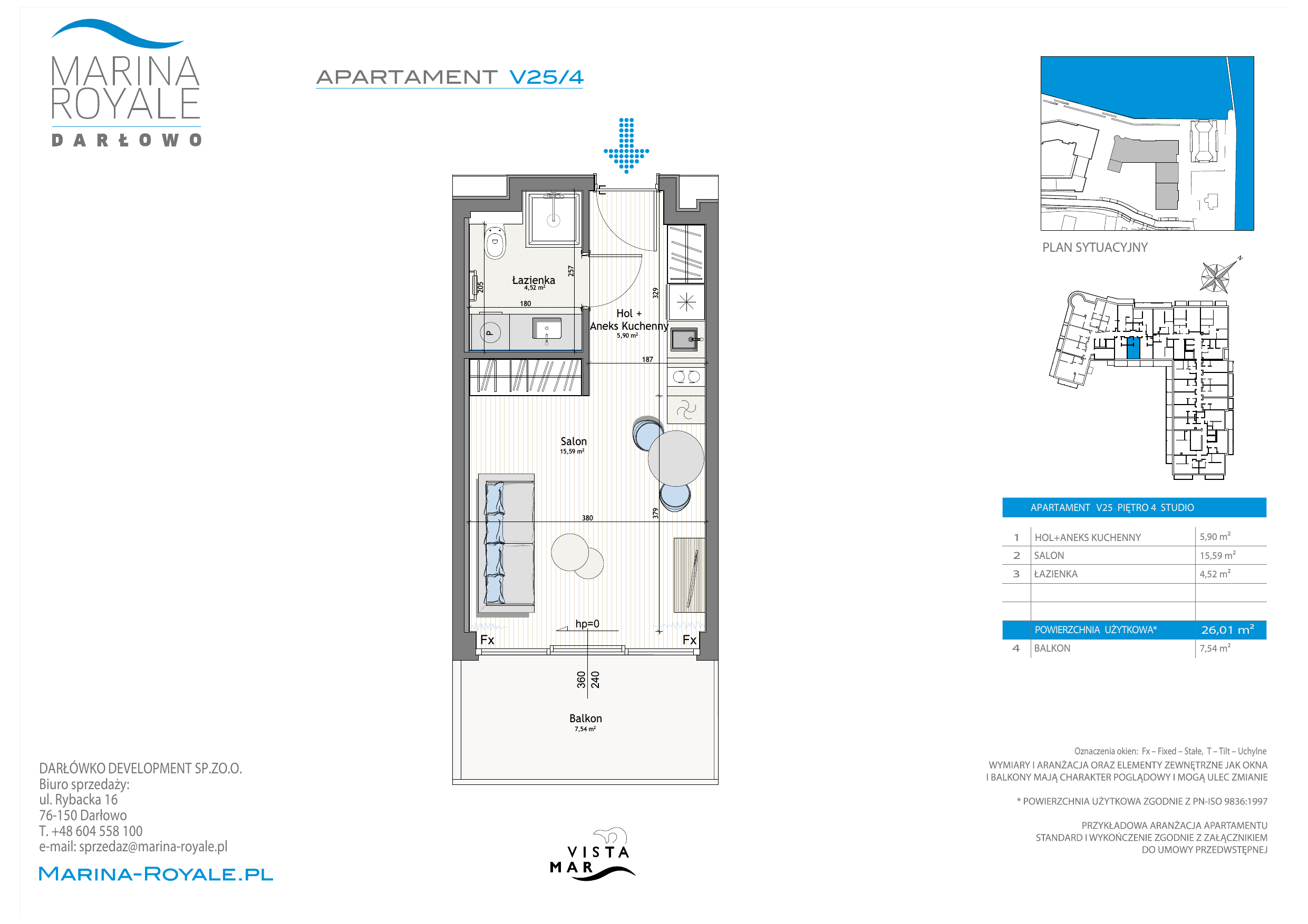 Apartament 26,01 m², piętro 4, oferta nr V25/4, Marina Royale, Darłowo, ul. Bulwar Zachodzącego Słońca 1-idx