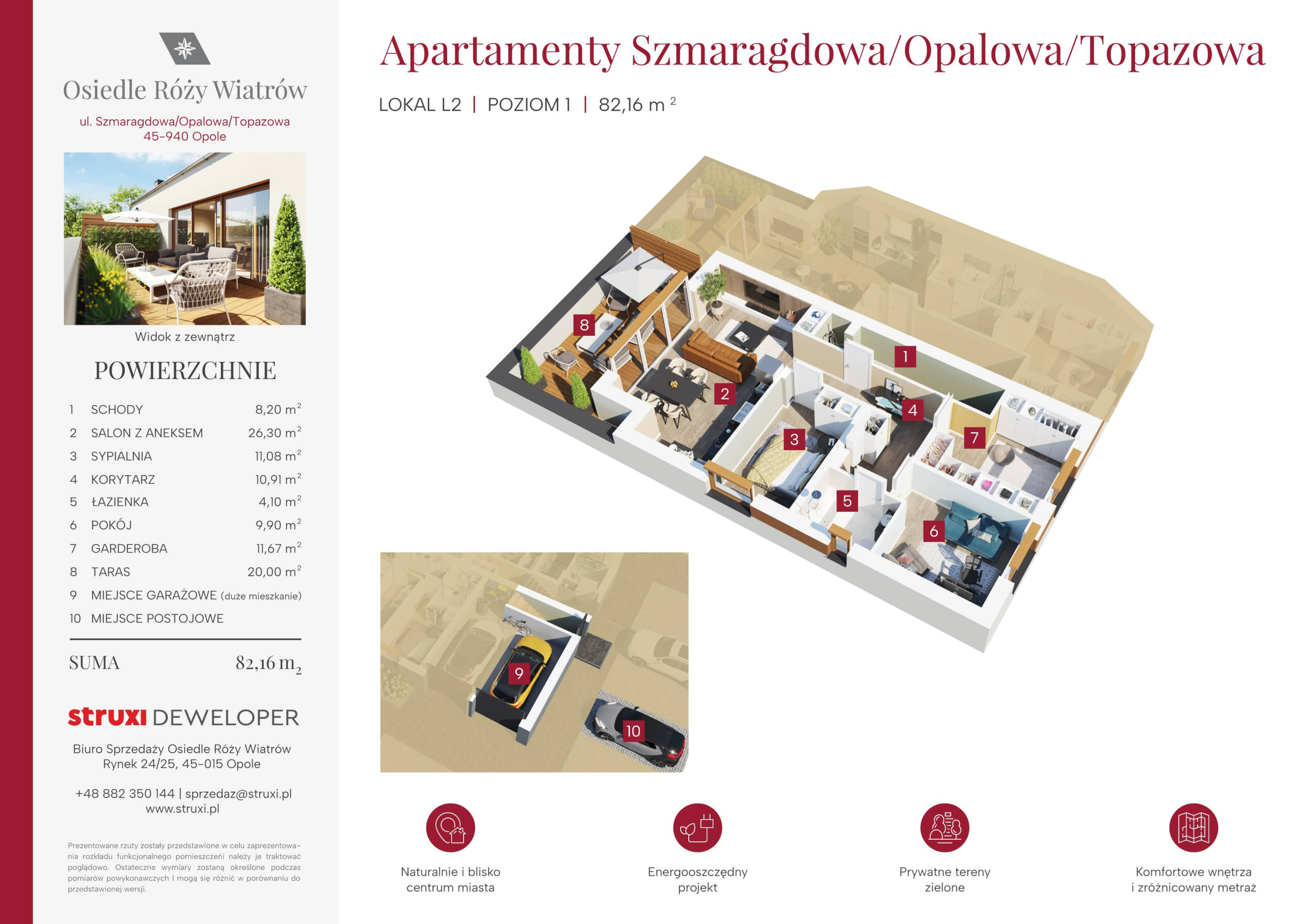 Mieszkanie 82,16 m², piętro 1, oferta nr Ap58L2, Osiedle Róży Wiatrów, Opole, Chmielowice, ul. Opalowa / Szmaragdowa / Daktylowa / al. Miętowa / Maciejkowa-idx