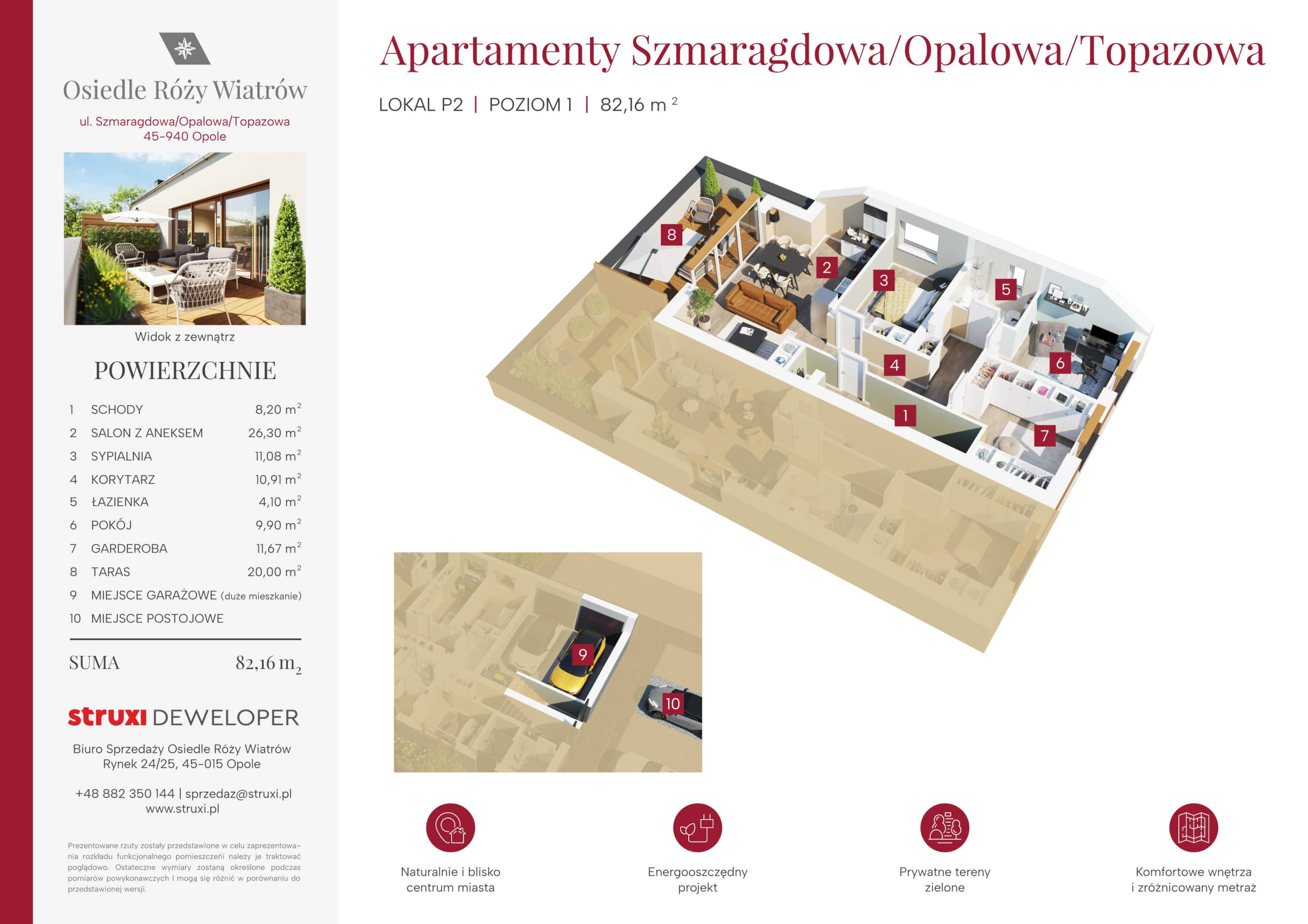 Mieszkanie 82,16 m², piętro 1, oferta nr Ap60P2, Osiedle Róży Wiatrów, Opole, Chmielowice, ul. Opalowa / Szmaragdowa / Daktylowa / al. Miętowa / Maciejkowa-idx