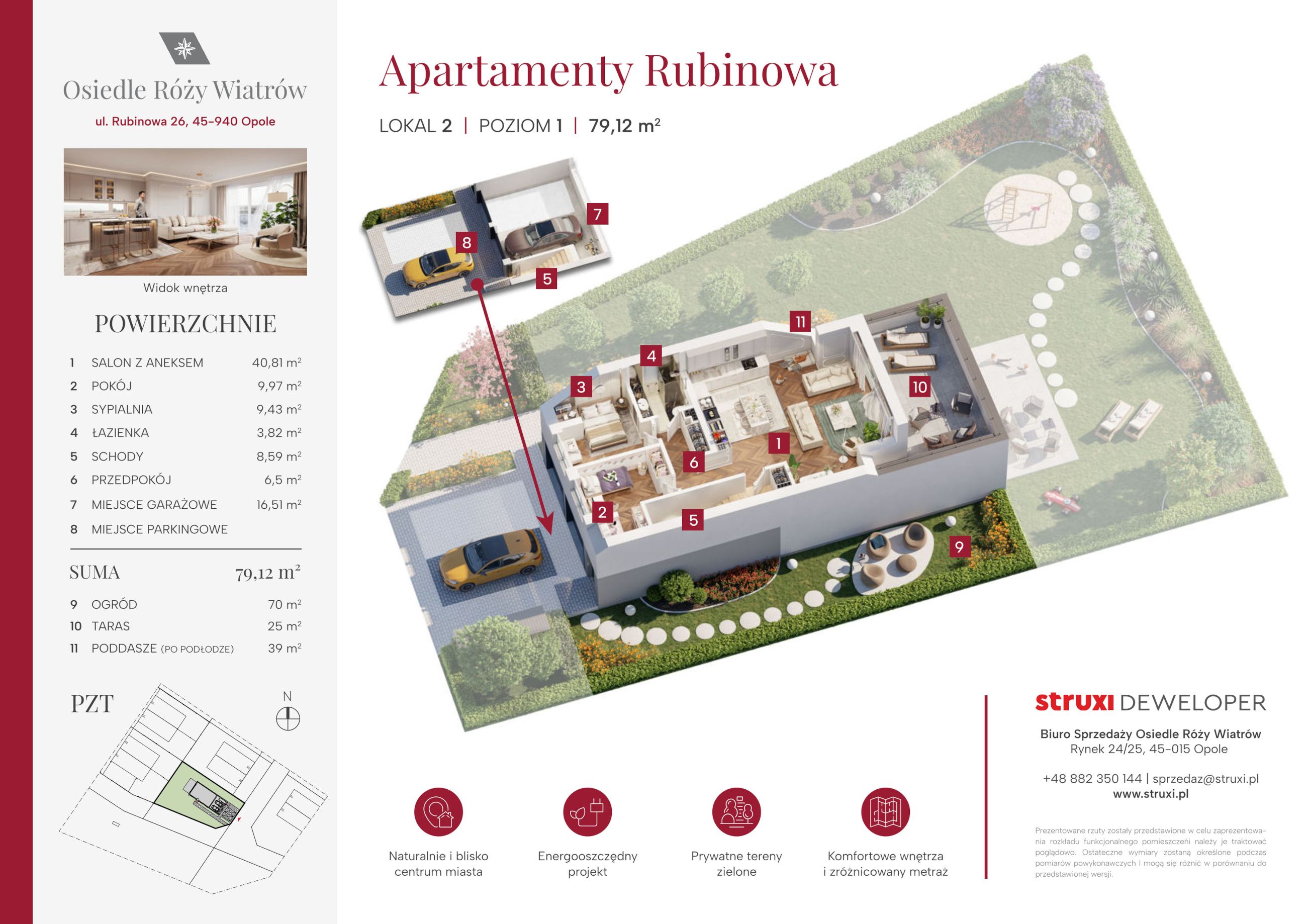 Mieszkanie 79,12 m², piętro 1, oferta nr Ap85G, Osiedle Róży Wiatrów, Opole, Chmielowice, ul. Opalowa / Szmaragdowa / Daktylowa / al. Miętowa / Maciejkowa-idx