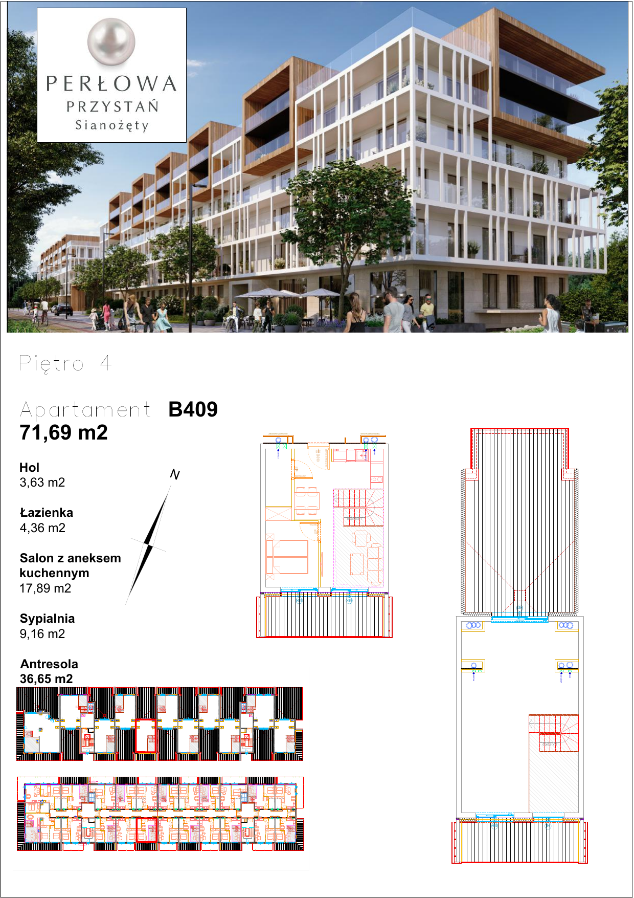 Apartament 71,69 m², piętro 4, oferta nr B.409, Perłowa Przystań, Sianożęty, ul. Sztormowa-idx