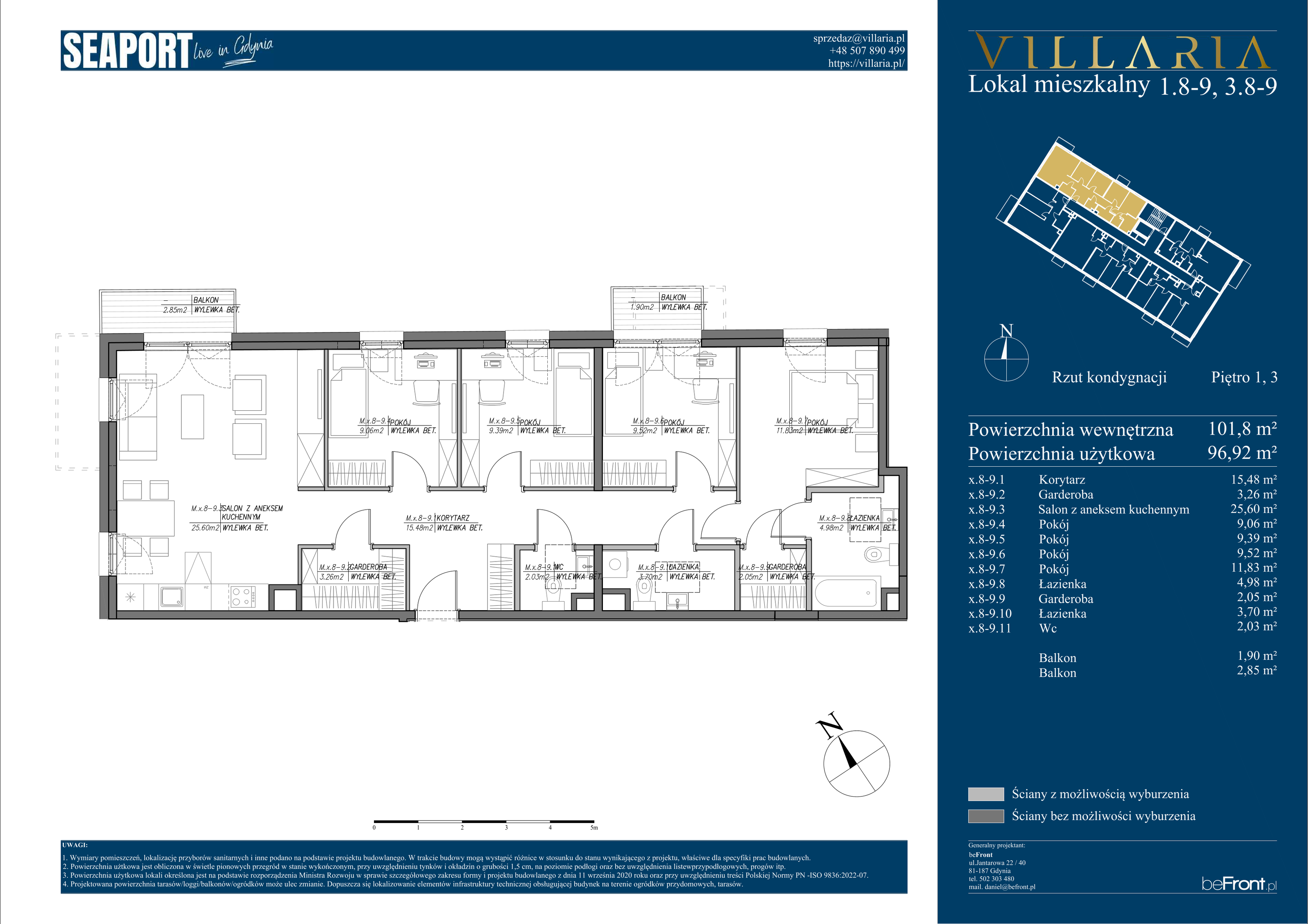 Mieszkanie 101,80 m², piętro 1, oferta nr 1.8-1.9, Seaport, Gdynia, Grabówek, ul. Kołłątaja 18-idx