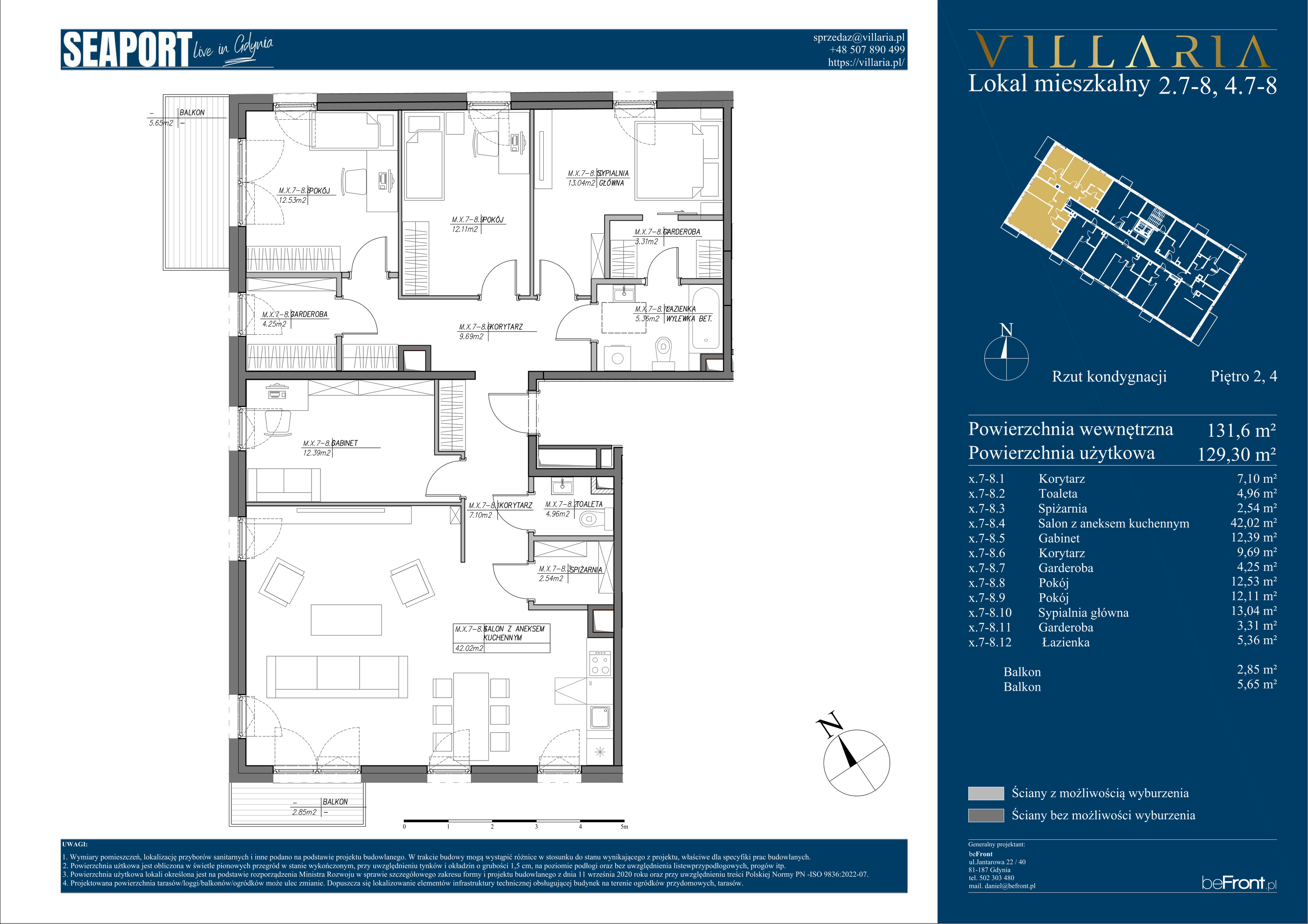 Mieszkanie 131,60 m², piętro 2, oferta nr 2.8-2.7, Seaport, Gdynia, Grabówek, ul. Kołłątaja 18-idx