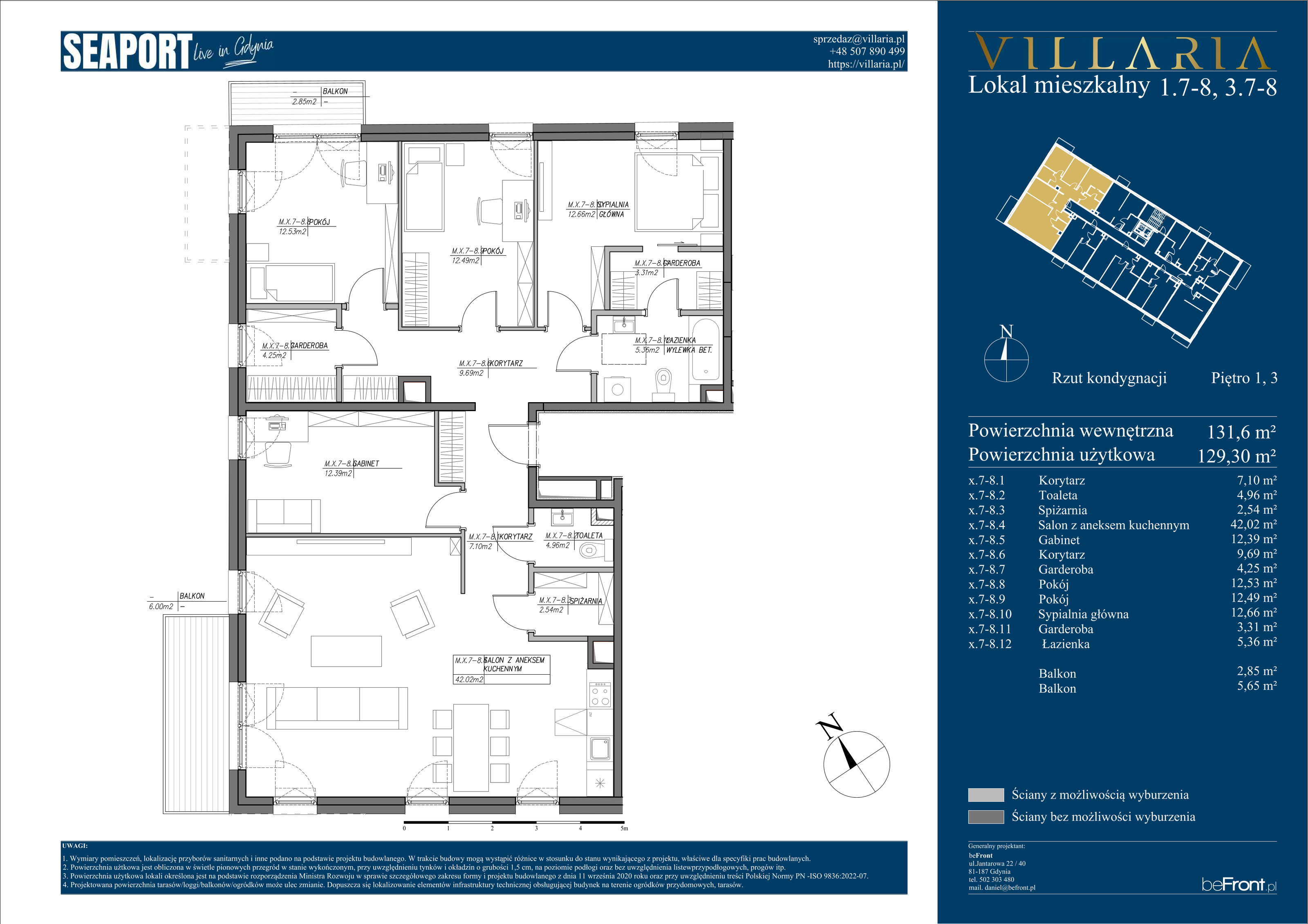 Mieszkanie 131,60 m², piętro 3, oferta nr 3.7-3.8, Seaport, Gdynia, Grabówek, ul. Kołłątaja 18-idx