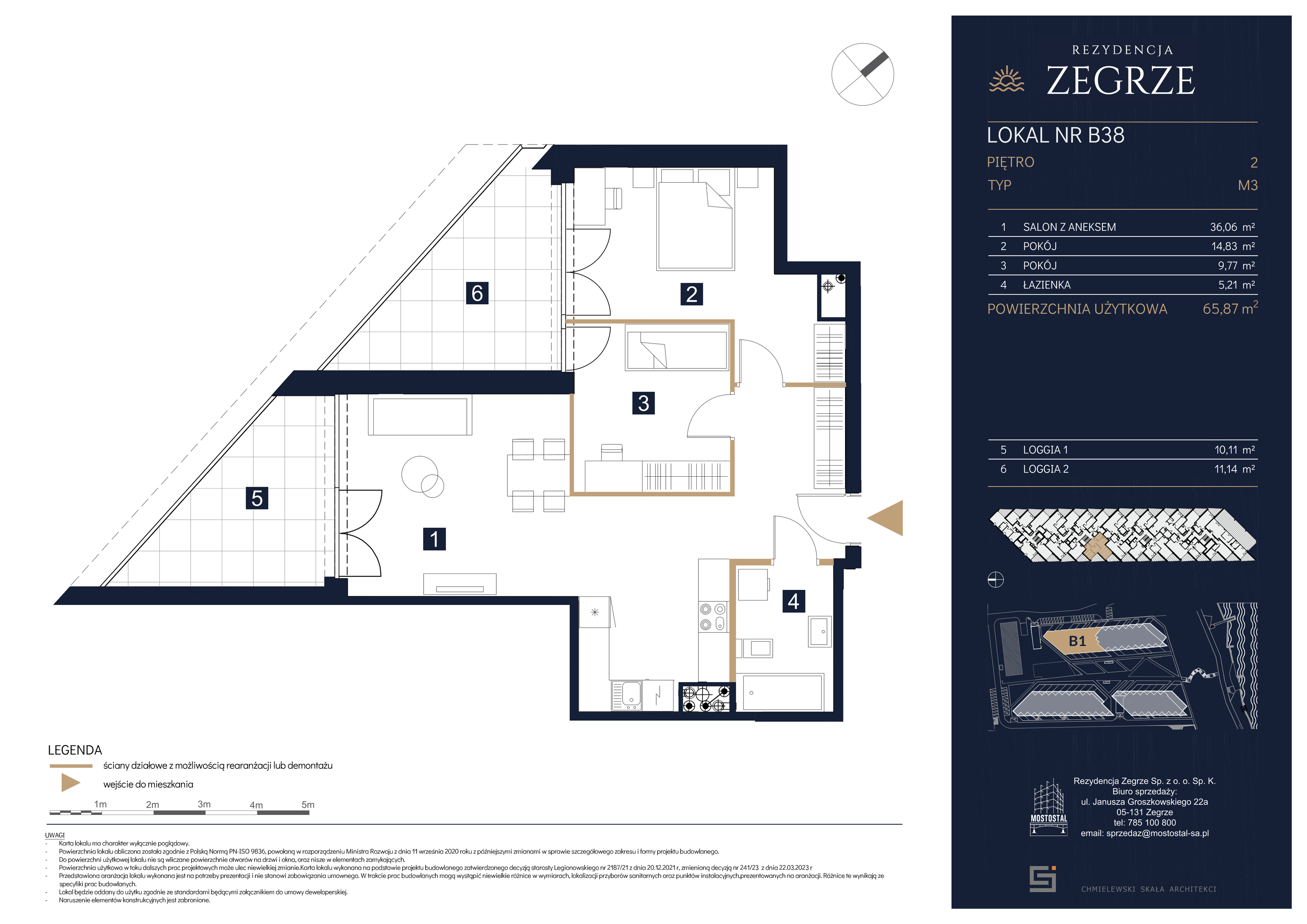 Apartament 65,89 m², piętro 2, oferta nr B1.3.B.38, Rezydencja Zegrze II, Zegrze, ul. Groszkowskiego 22A-idx