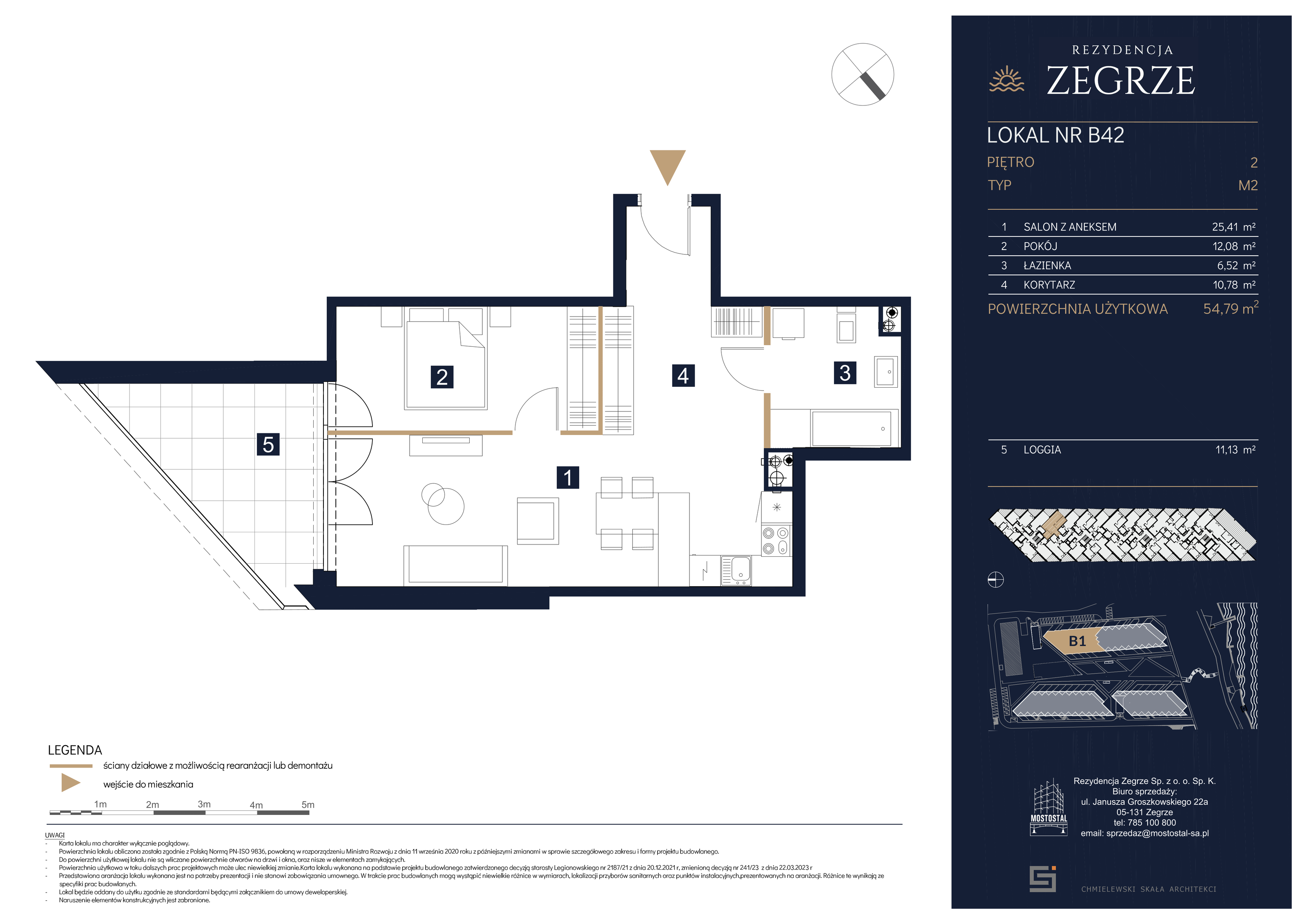 Apartament 54,72 m², piętro 2, oferta nr B1.3.B.42, Rezydencja Zegrze II, Zegrze, ul. Groszkowskiego 22A-idx