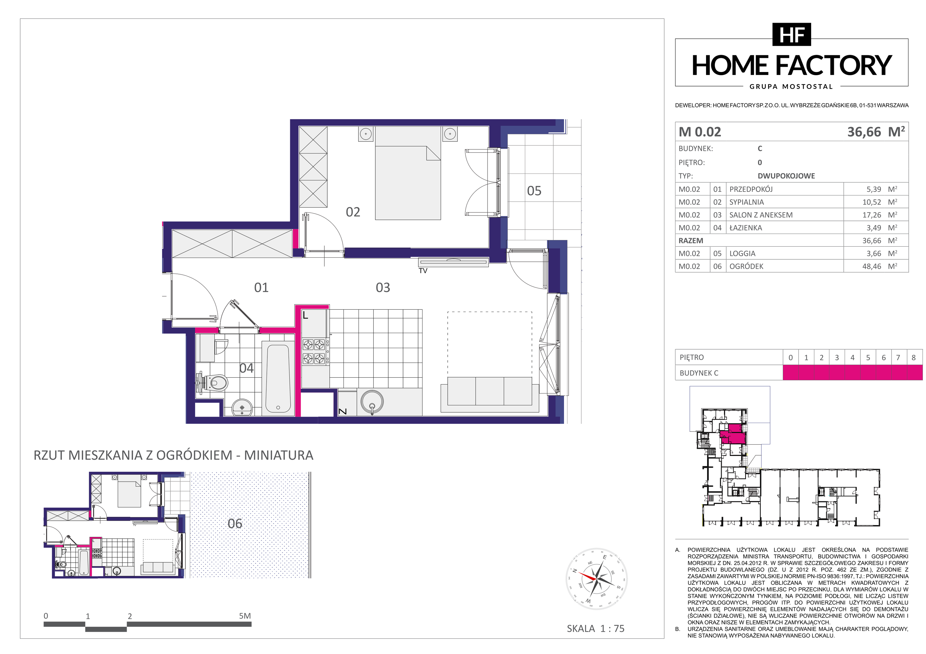 Mieszkanie 36,66 m², parter, oferta nr M0.02, Home Factory etap III, Warszawa, Praga Północ, Pelcowizna, ul. Kotsisa-idx