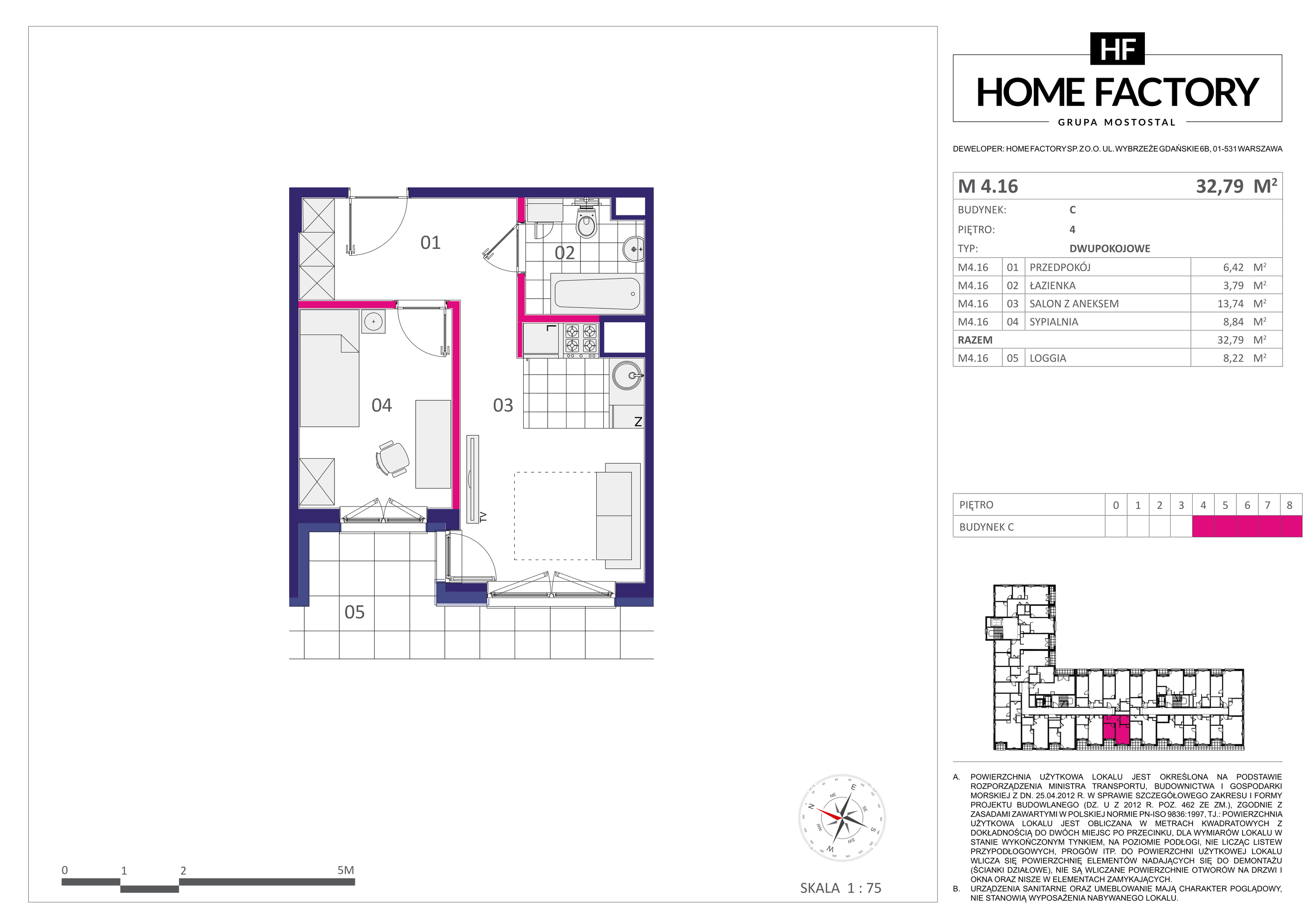 Mieszkanie 32,79 m², piętro 4, oferta nr M4.16, Home Factory etap III, Warszawa, Praga Północ, Pelcowizna, ul. Kotsisa-idx