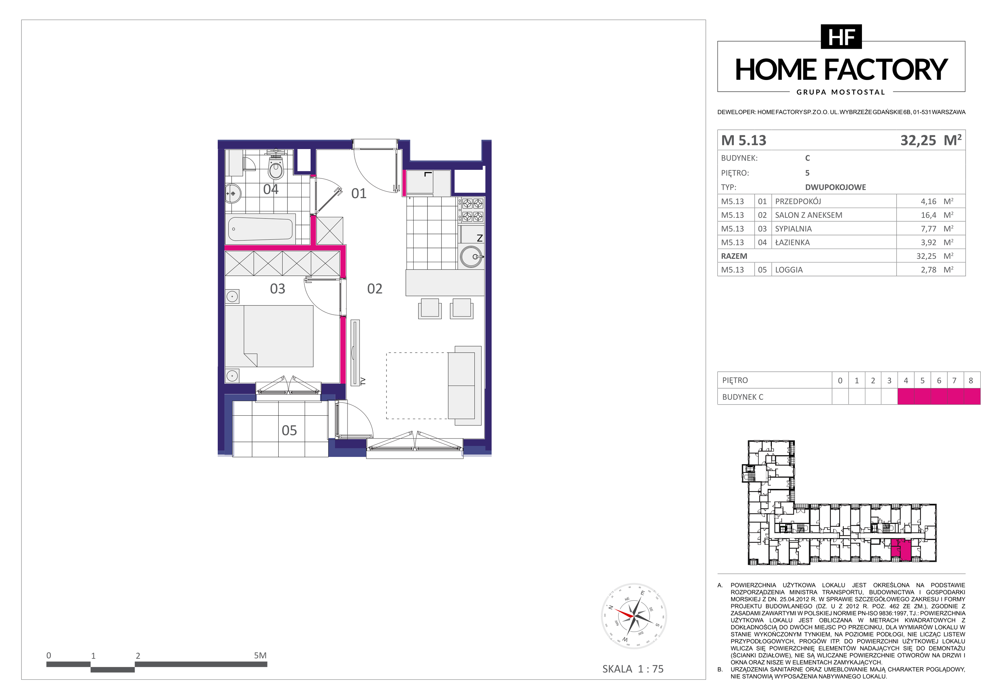 Mieszkanie 32,25 m², piętro 5, oferta nr M5.13, Home Factory etap III, Warszawa, Praga Północ, Pelcowizna, ul. Kotsisa-idx