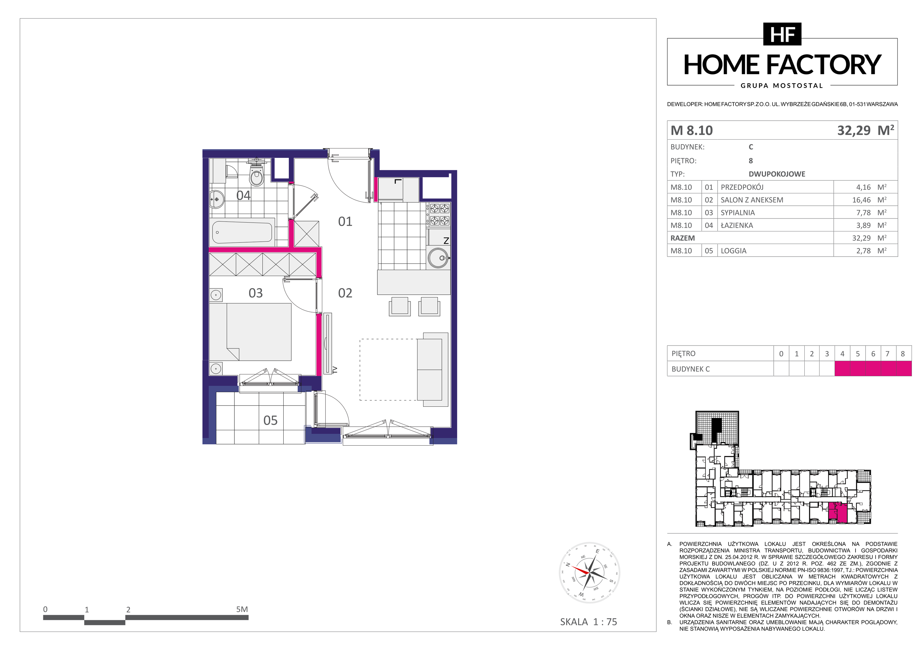 Mieszkanie 32,29 m², piętro 8, oferta nr M8.10, Home Factory etap III, Warszawa, Praga Północ, Pelcowizna, ul. Kotsisa-idx