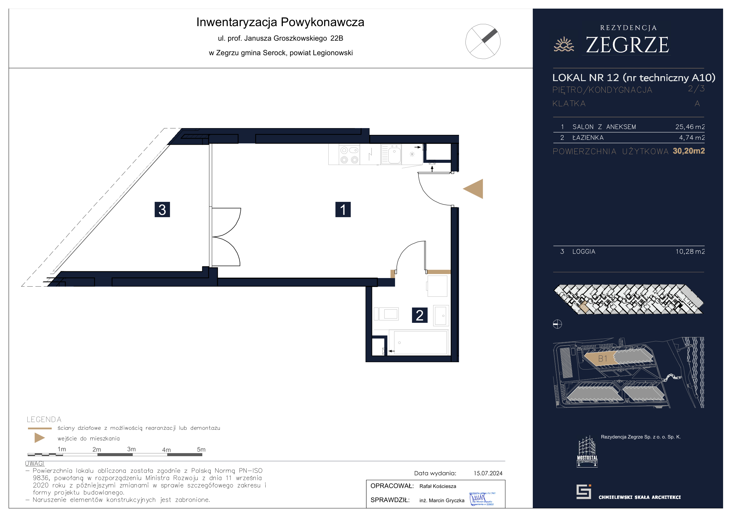 Apartament 30,20 m², piętro 2, oferta nr B1.3.A.10, Rezydencja Zegrze II, Zegrze, ul. Groszkowskiego 22A-idx