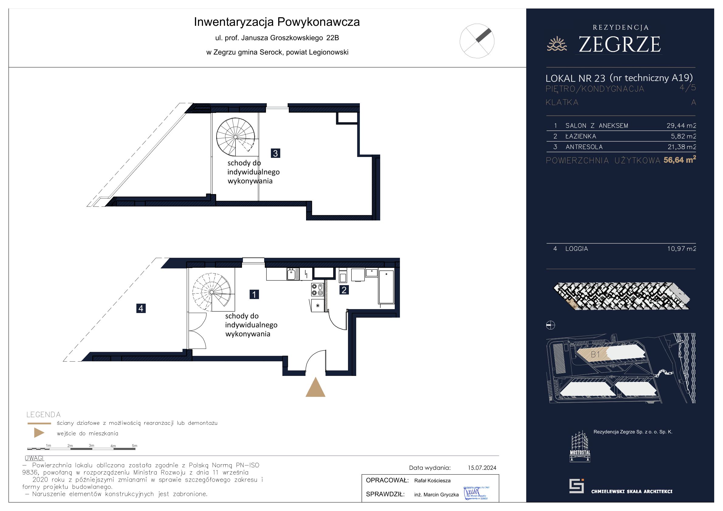 Apartament 56,64 m², piętro 4, oferta nr B1.5.A.19, Rezydencja Zegrze II, Zegrze, ul. Groszkowskiego 22A-idx