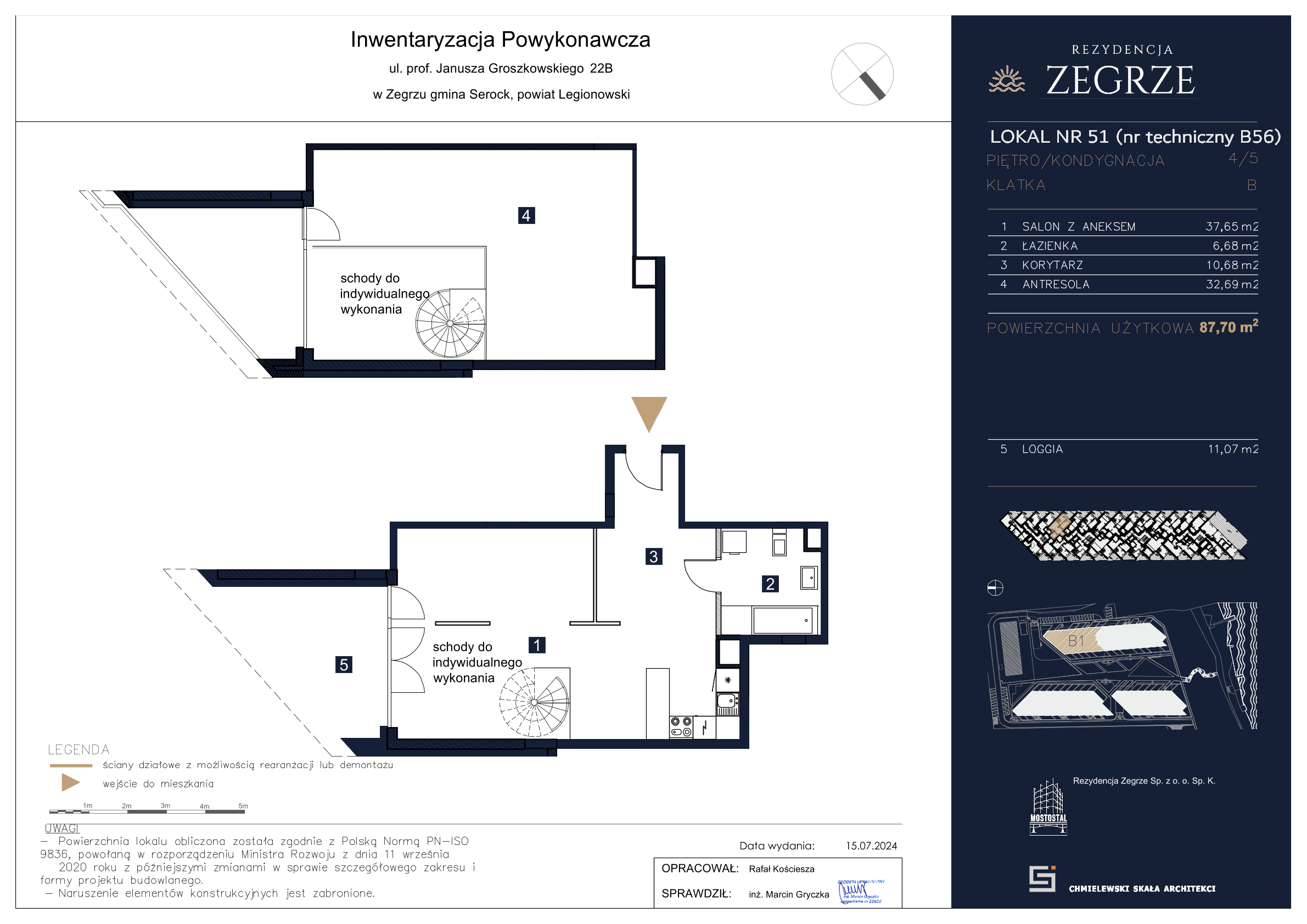 Apartament 87,70 m², piętro 4, oferta nr B1.5.B.56, Rezydencja Zegrze II, Zegrze, ul. Groszkowskiego 22A-idx