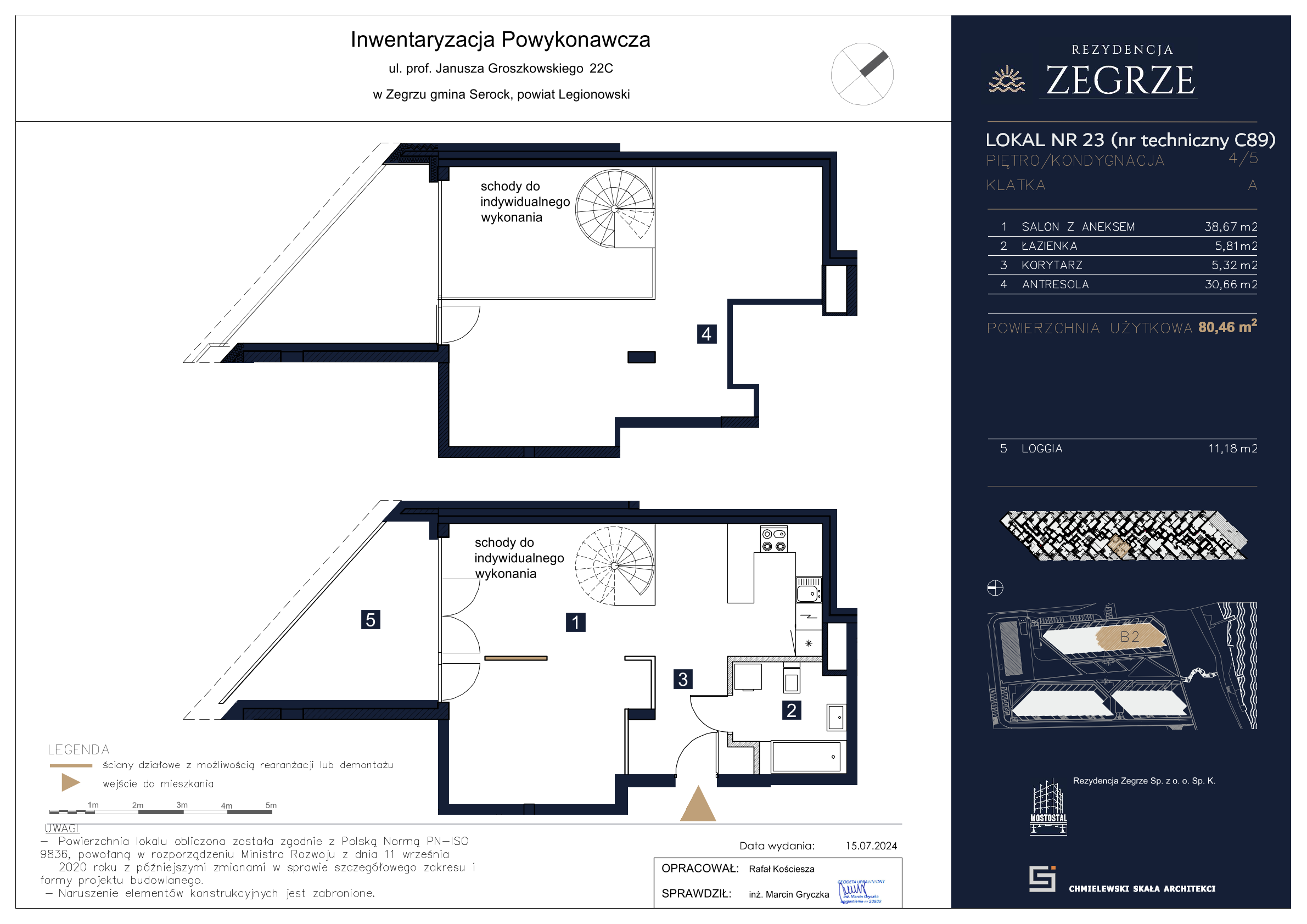 Apartament 80,46 m², piętro 4, oferta nr B2.5.C.89, Rezydencja Zegrze II, Zegrze, ul. Groszkowskiego 22A-idx