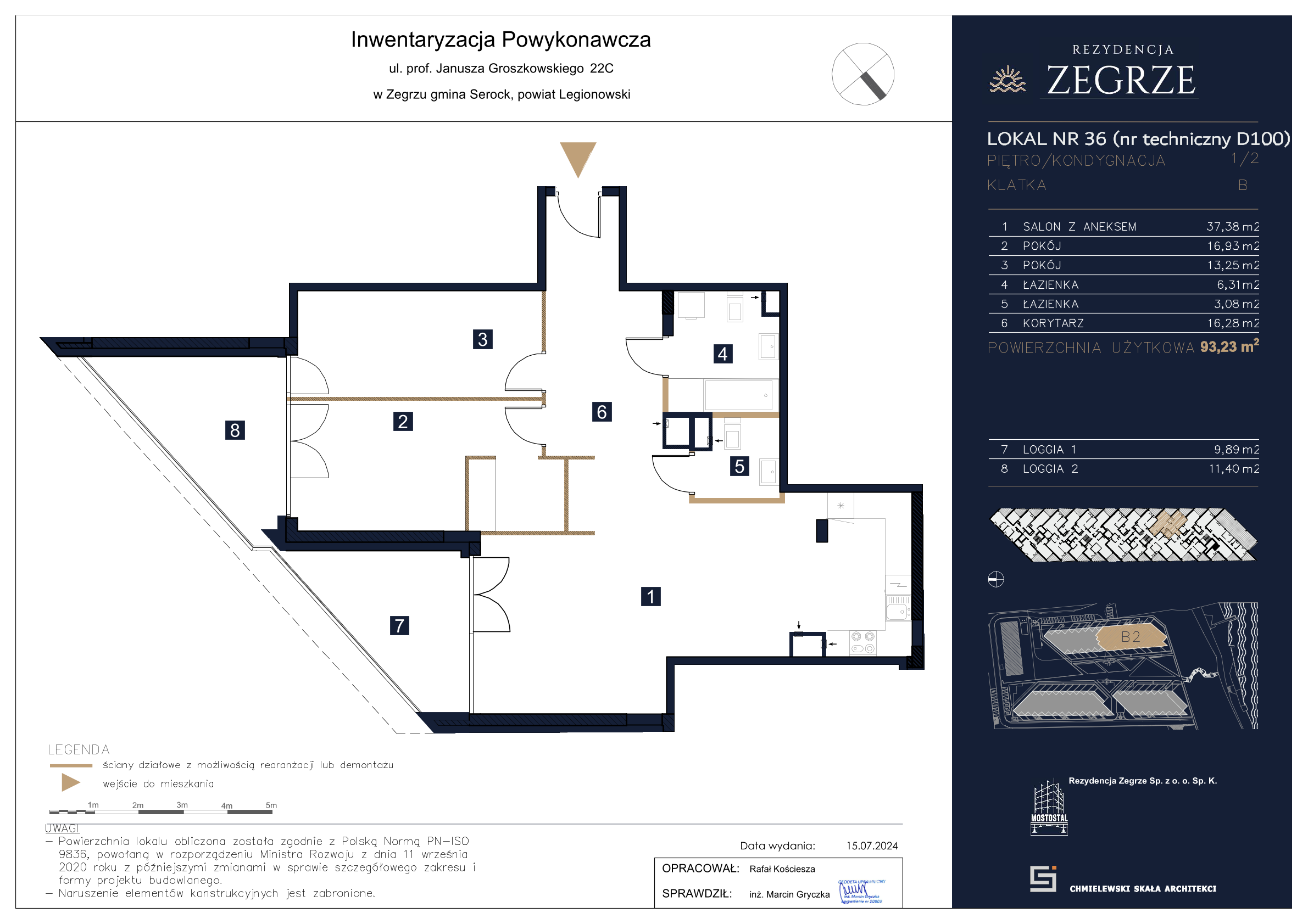 Apartament 93,23 m², piętro 1, oferta nr B2.2.D.100, Rezydencja Zegrze II, Zegrze, ul. Groszkowskiego 22A-idx