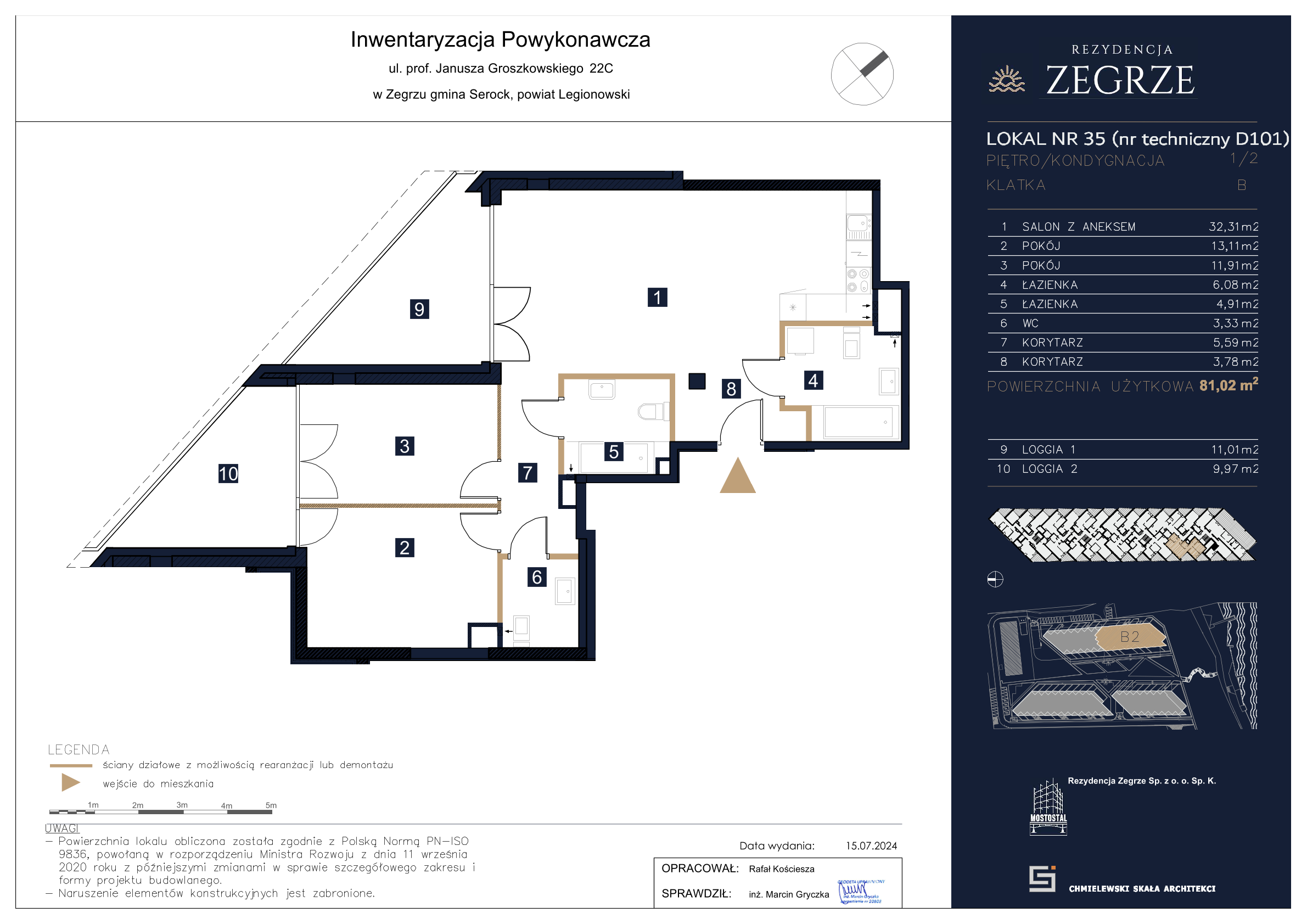 Apartament 81,02 m², piętro 1, oferta nr B2.2.D.101, Rezydencja Zegrze II, Zegrze, ul. Groszkowskiego 22A-idx