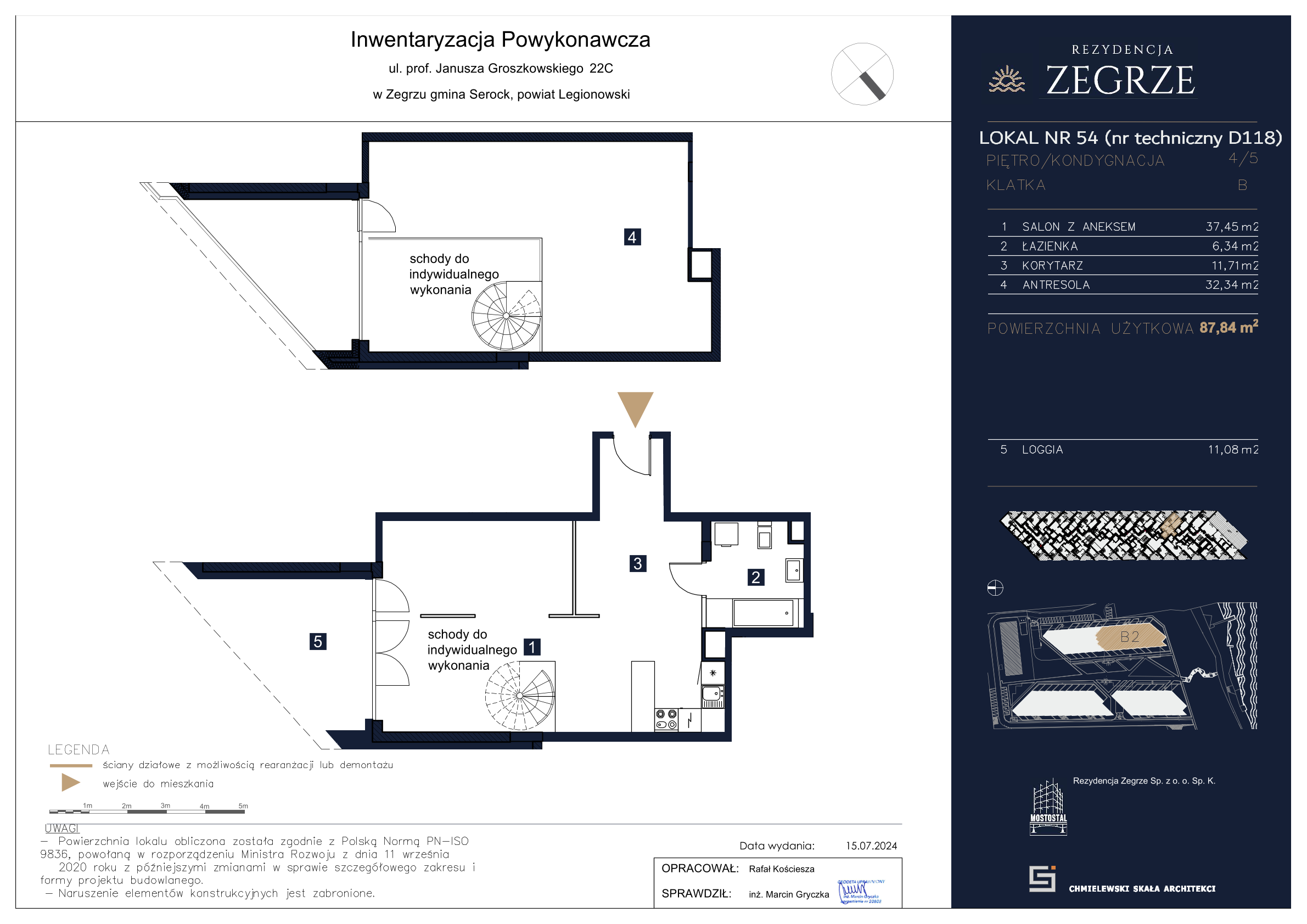 Apartament 87,84 m², piętro 4, oferta nr B2.5.D.118, Rezydencja Zegrze II, Zegrze, ul. Groszkowskiego 22A-idx