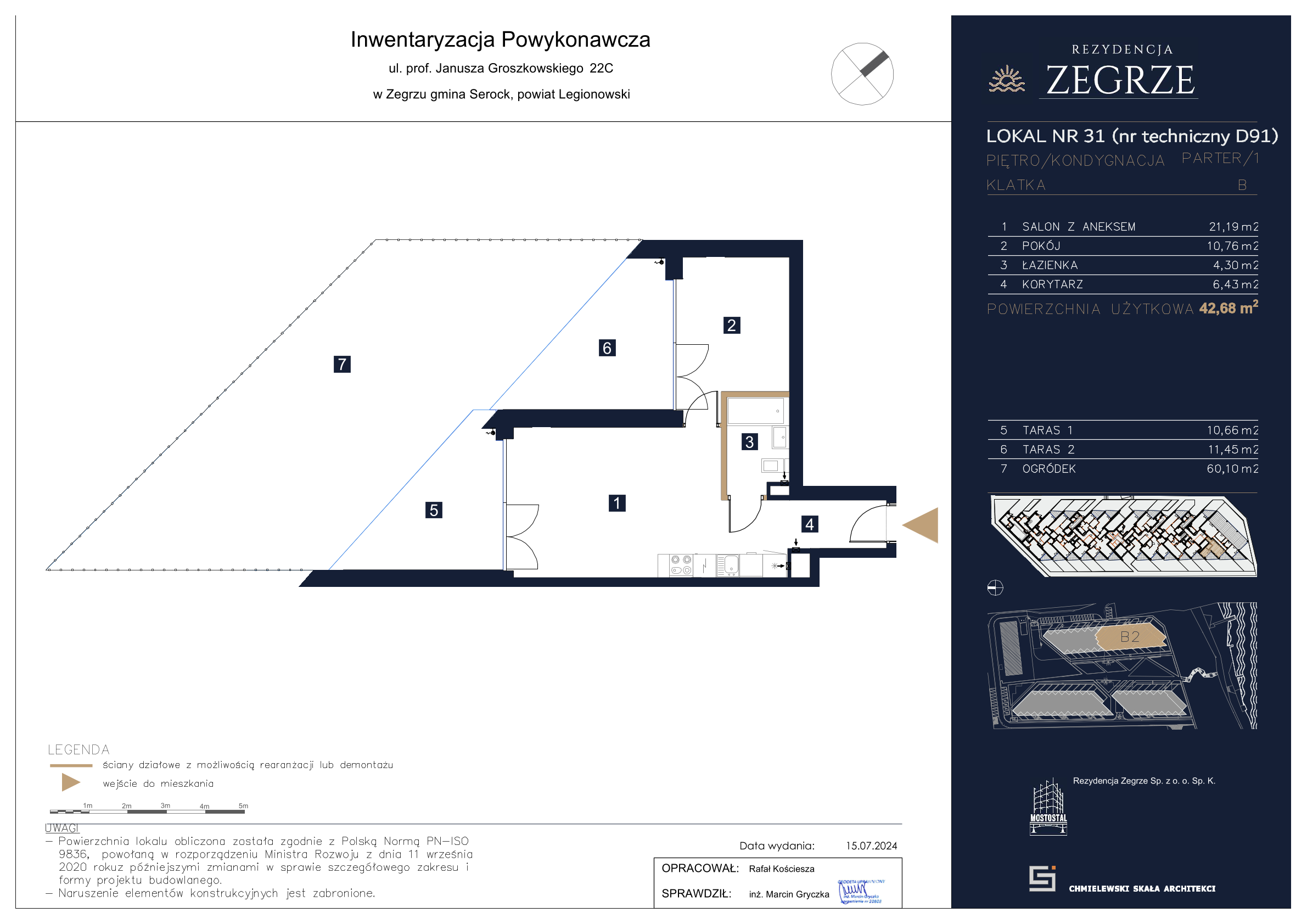 Apartament 42,68 m², parter, oferta nr B2.1.D.91, Rezydencja Zegrze II, Zegrze, ul. Groszkowskiego 22A-idx