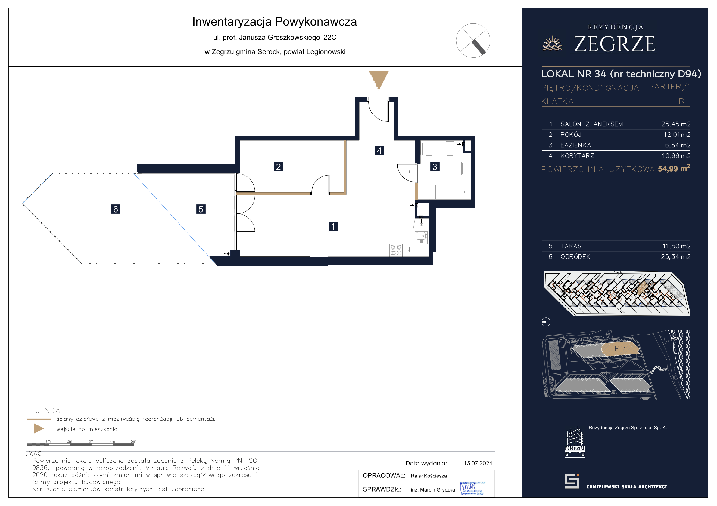 Apartament 54,99 m², parter, oferta nr B2.1.D.94, Rezydencja Zegrze II, Zegrze, ul. Groszkowskiego 22A-idx