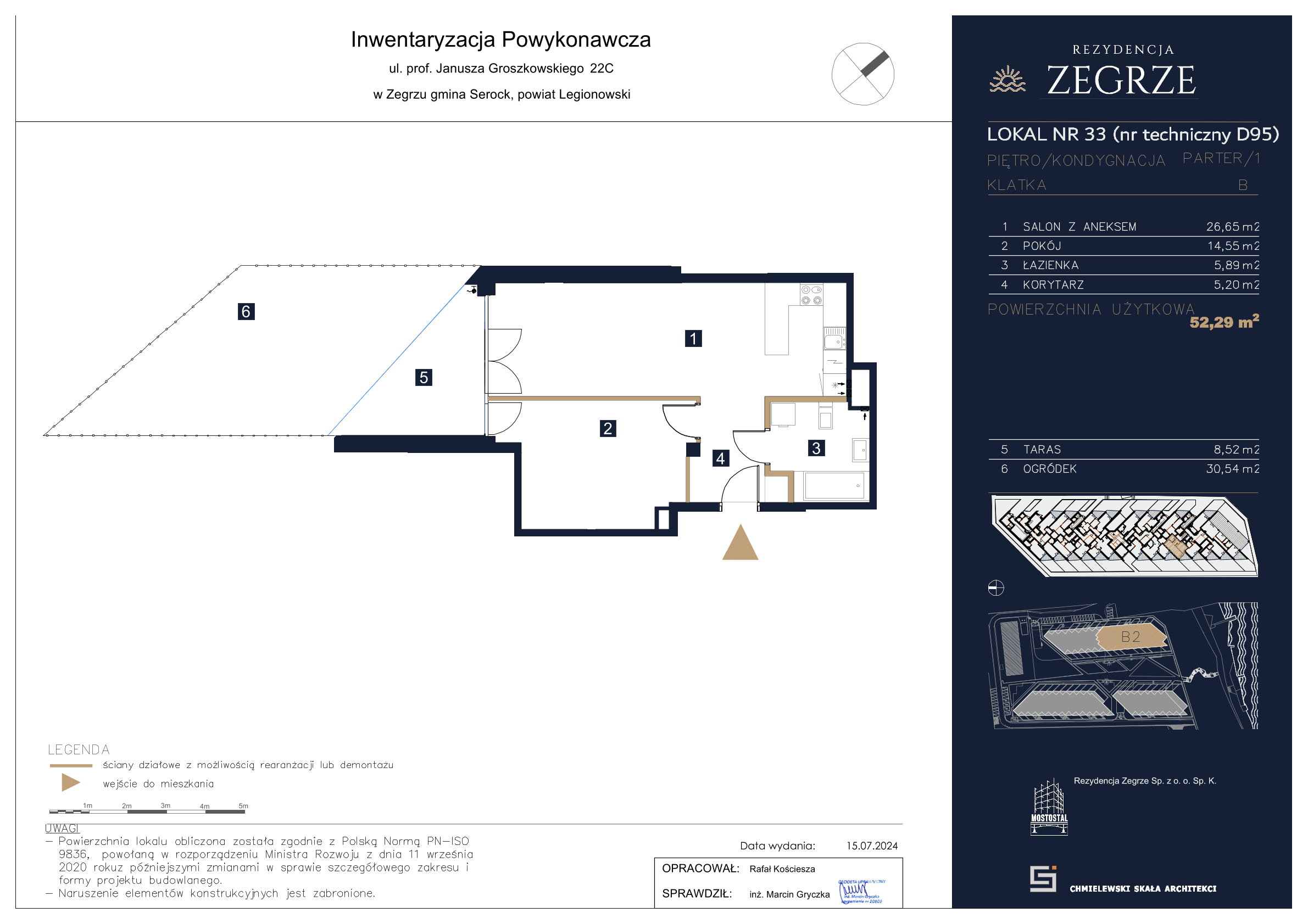 Apartament 52,29 m², parter, oferta nr B2.1.D.95, Rezydencja Zegrze II, Zegrze, ul. Groszkowskiego 22A-idx