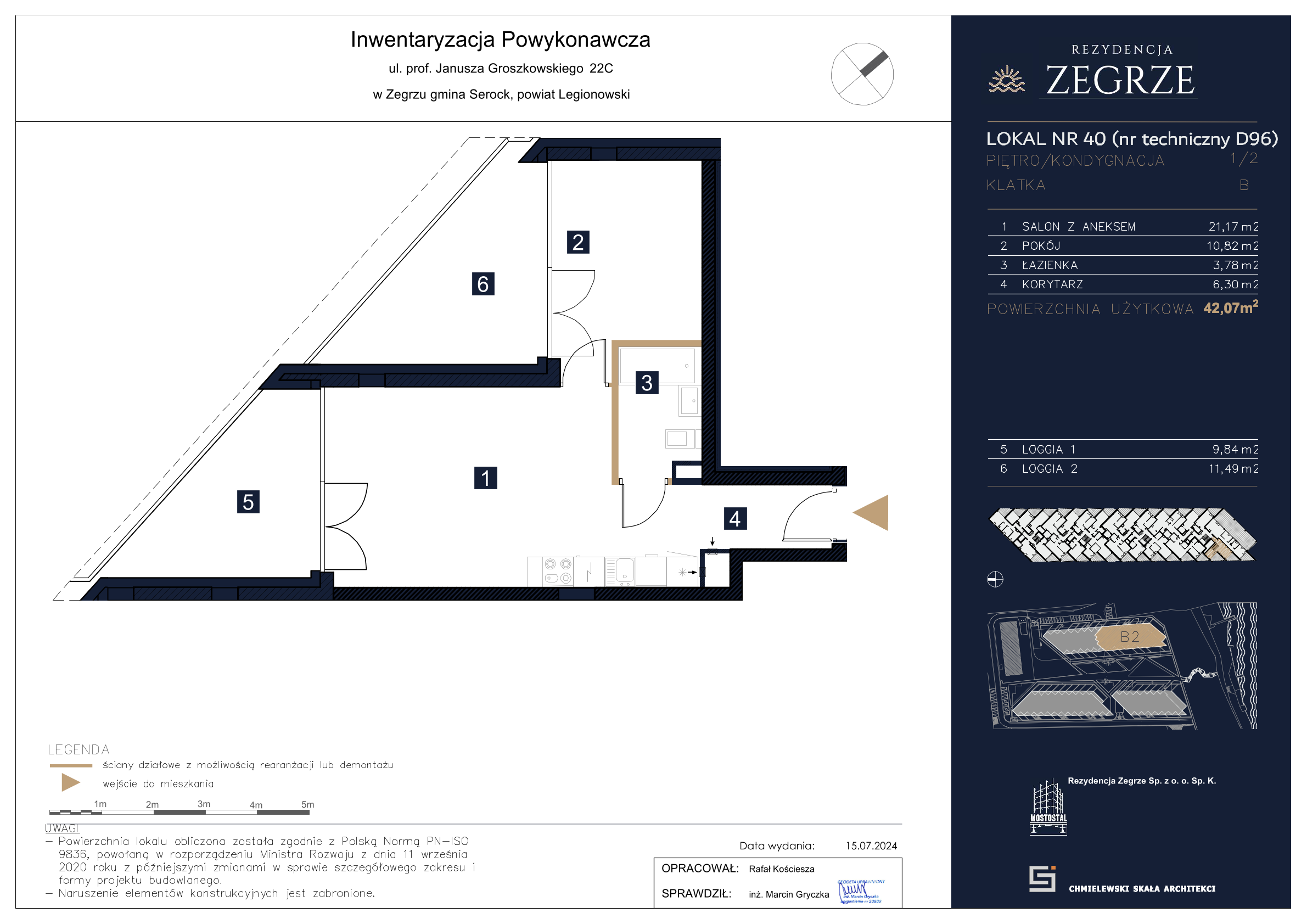 Apartament 42,07 m², piętro 1, oferta nr B2.2.D.96, Rezydencja Zegrze II, Zegrze, ul. Groszkowskiego 22A-idx