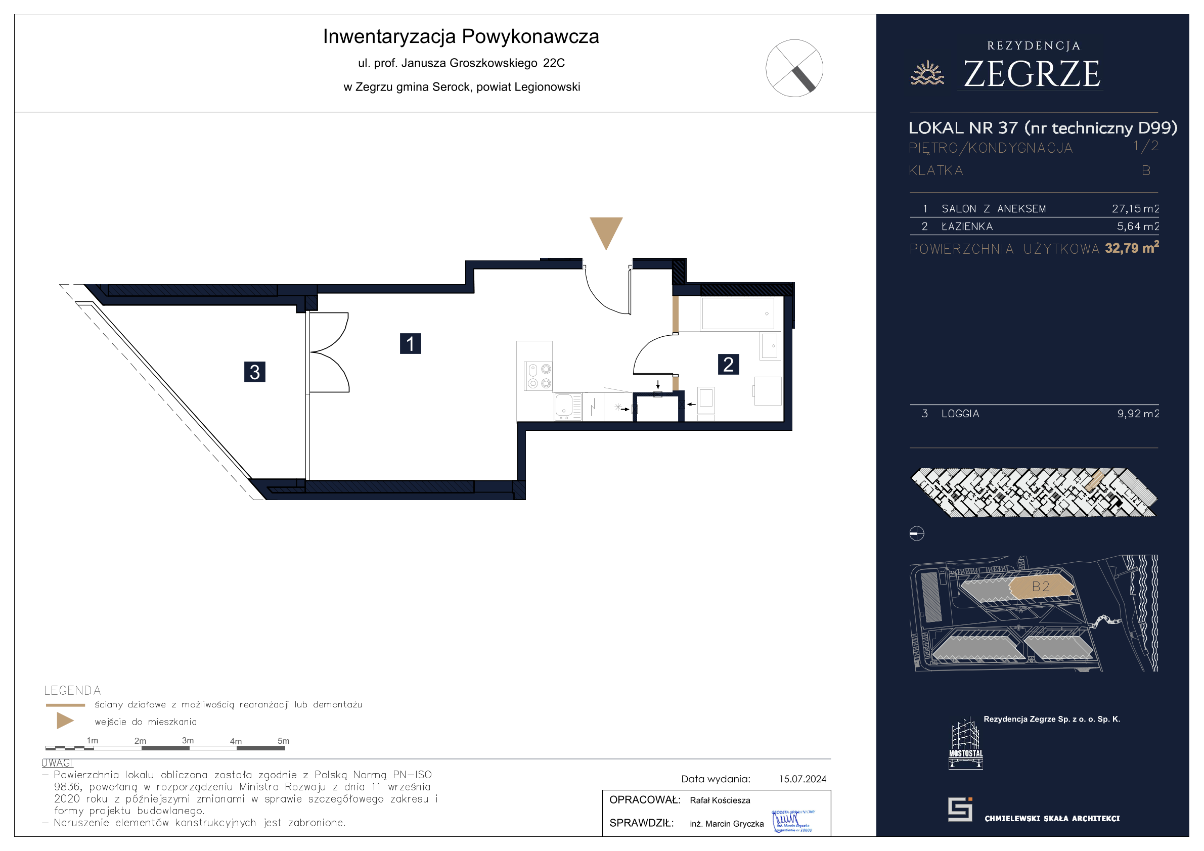 Apartament 32,79 m², piętro 1, oferta nr B2.2.D.99, Rezydencja Zegrze II, Zegrze, ul. Groszkowskiego 22A-idx