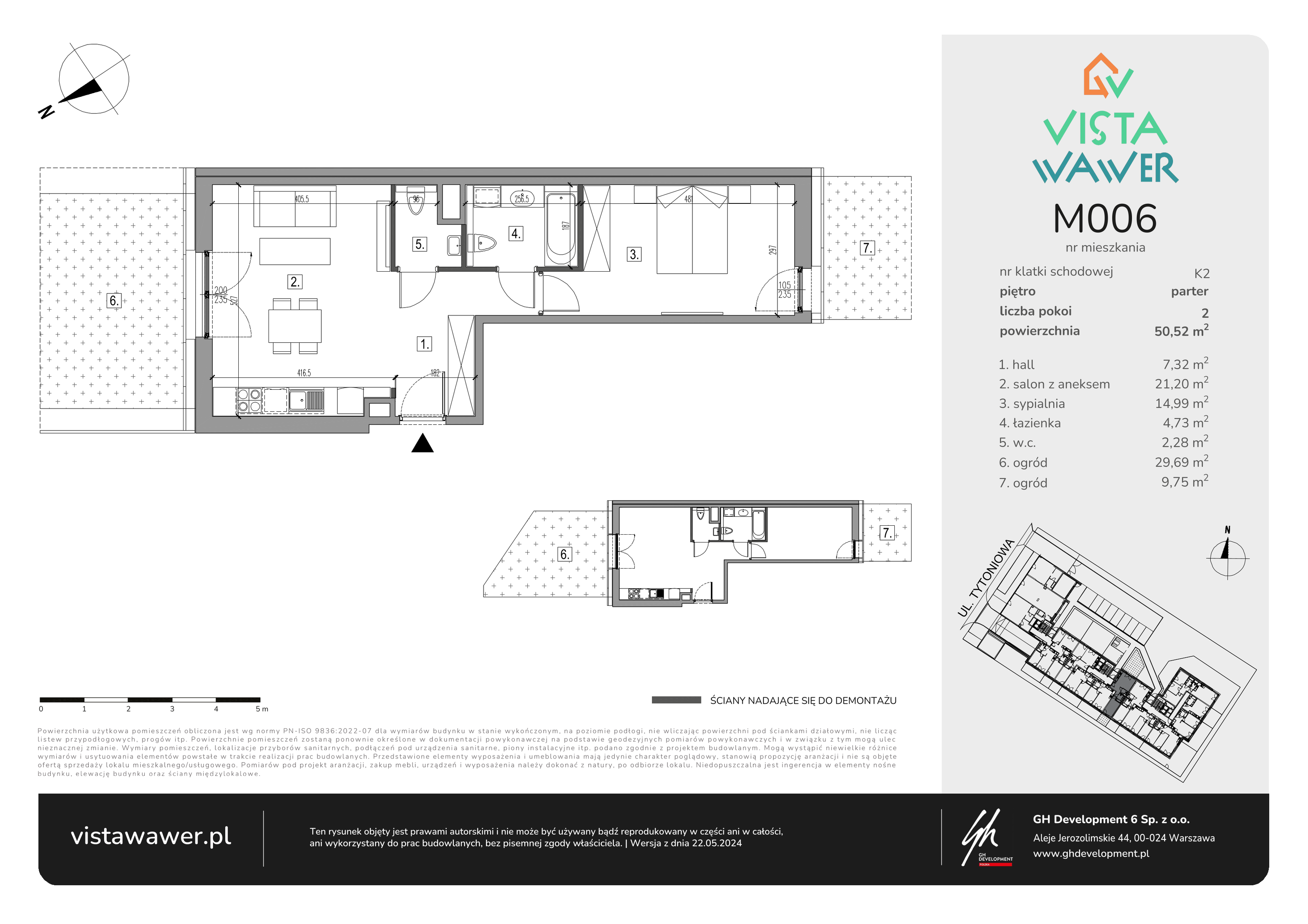 Mieszkanie 50,52 m², parter, oferta nr M006, Vista Wawer, Warszawa, Wawer, Gocławek, ul. Tytoniowa 20-idx