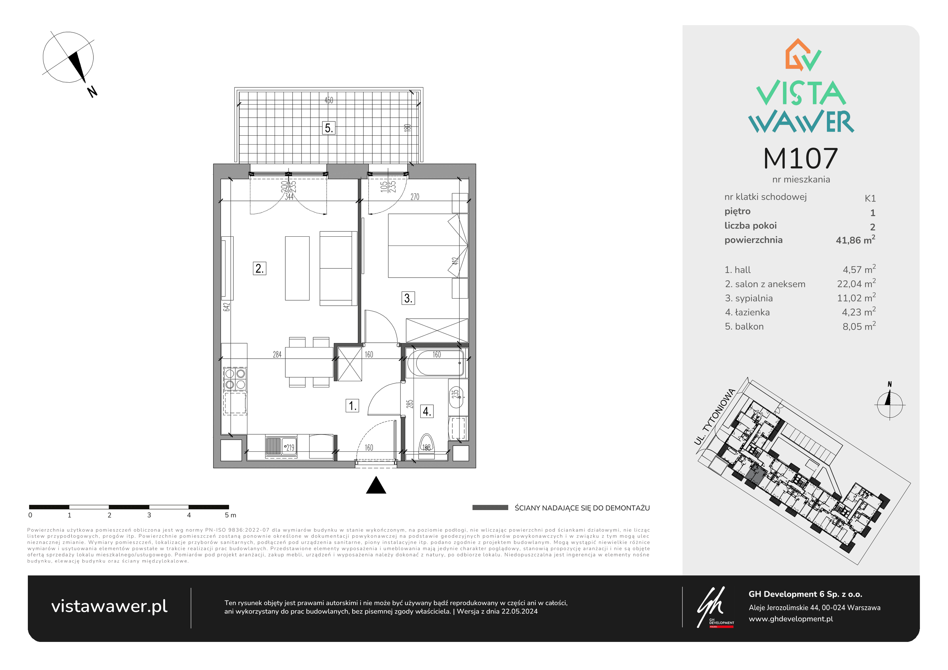 Mieszkanie 41,86 m², piętro 1, oferta nr M107, Vista Wawer, Warszawa, Wawer, Gocławek, ul. Tytoniowa 20-idx