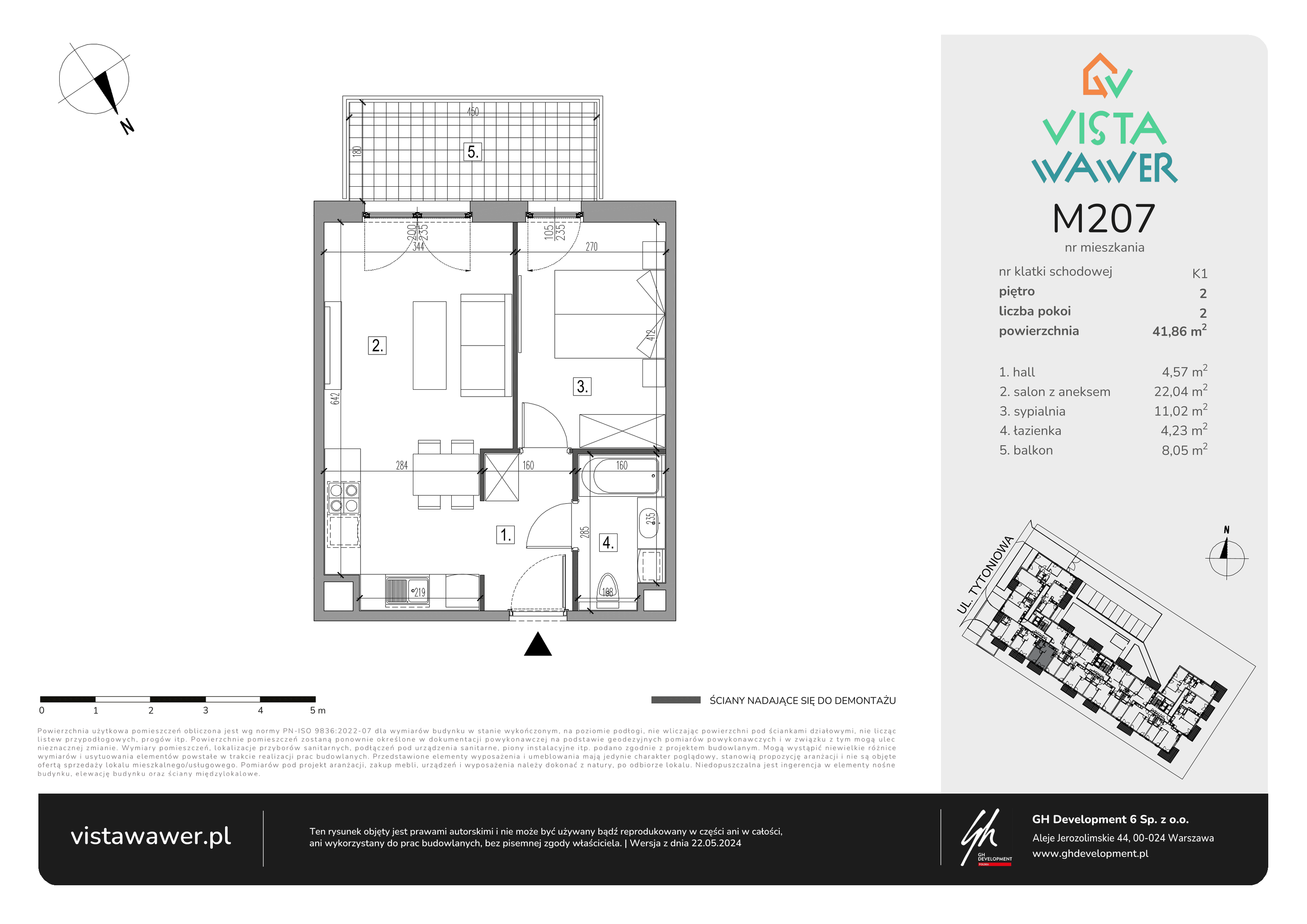 Mieszkanie 41,86 m², piętro 2, oferta nr M207, Vista Wawer, Warszawa, Wawer, Gocławek, ul. Tytoniowa 20-idx