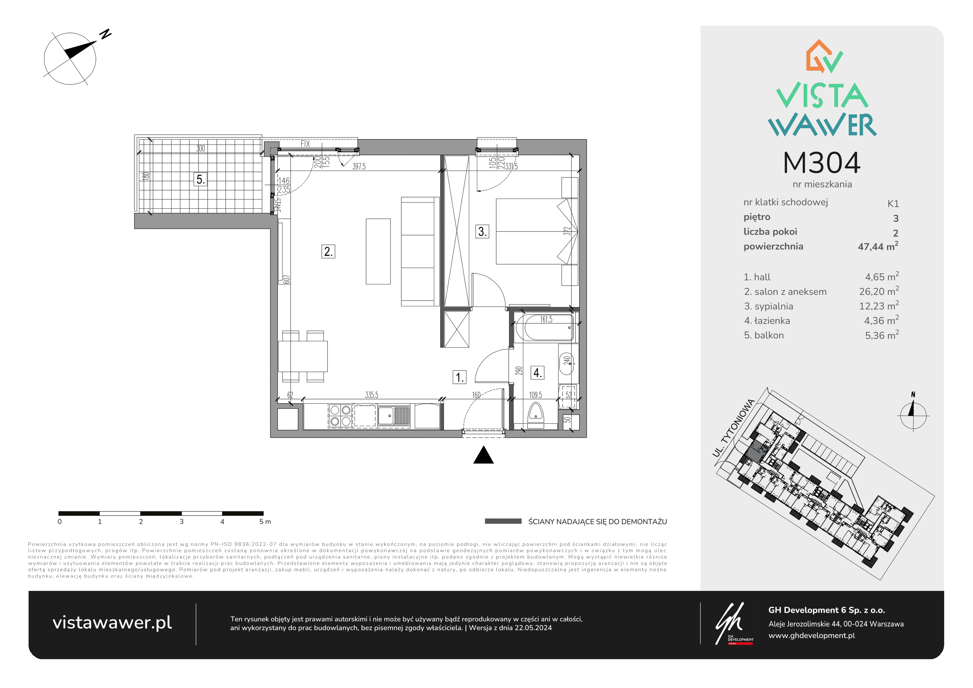 Mieszkanie 47,44 m², piętro 3, oferta nr M304, Vista Wawer, Warszawa, Wawer, Gocławek, ul. Tytoniowa 20-idx