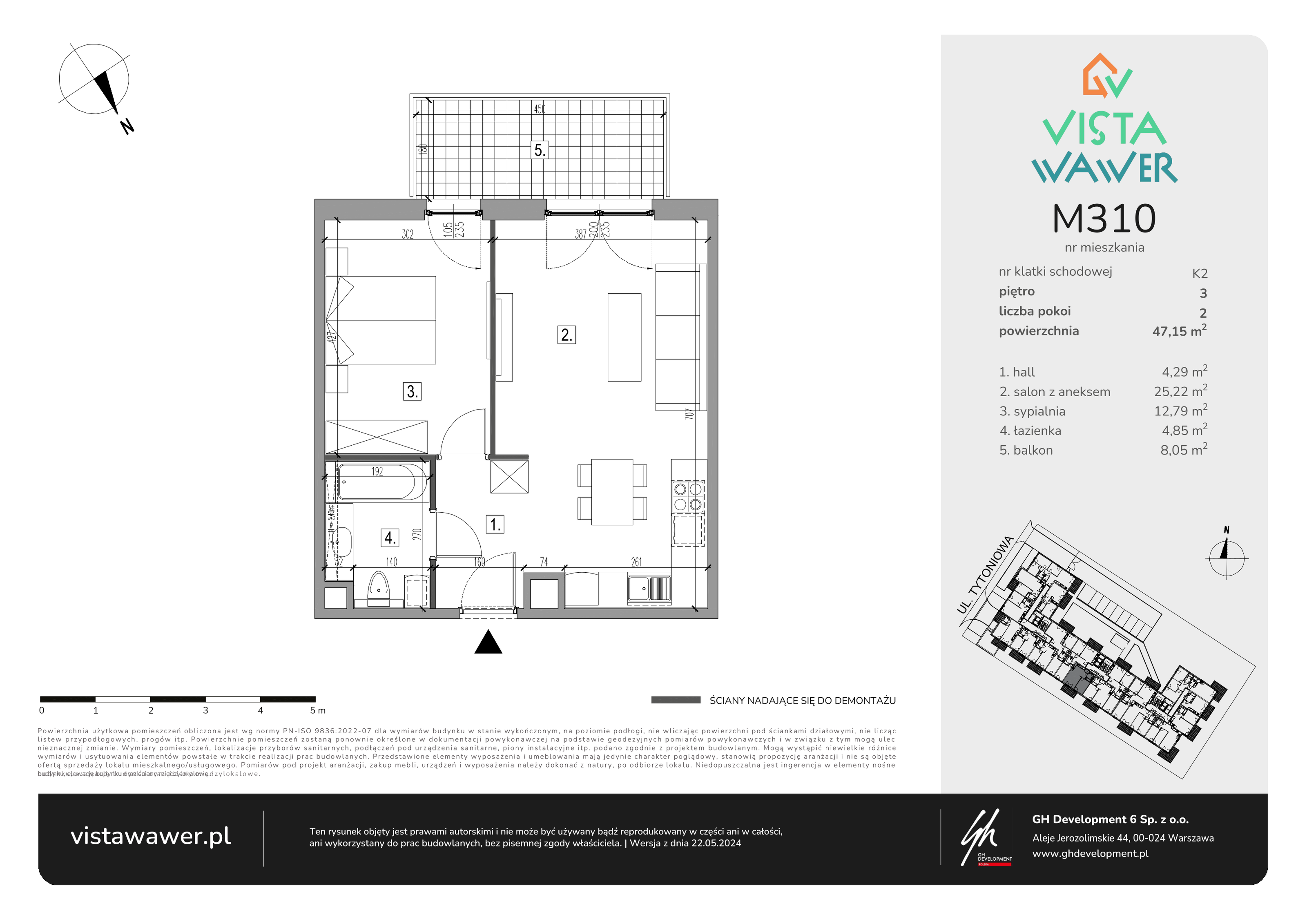 Mieszkanie 47,15 m², piętro 3, oferta nr M310, Vista Wawer, Warszawa, Wawer, Gocławek, ul. Tytoniowa 20-idx