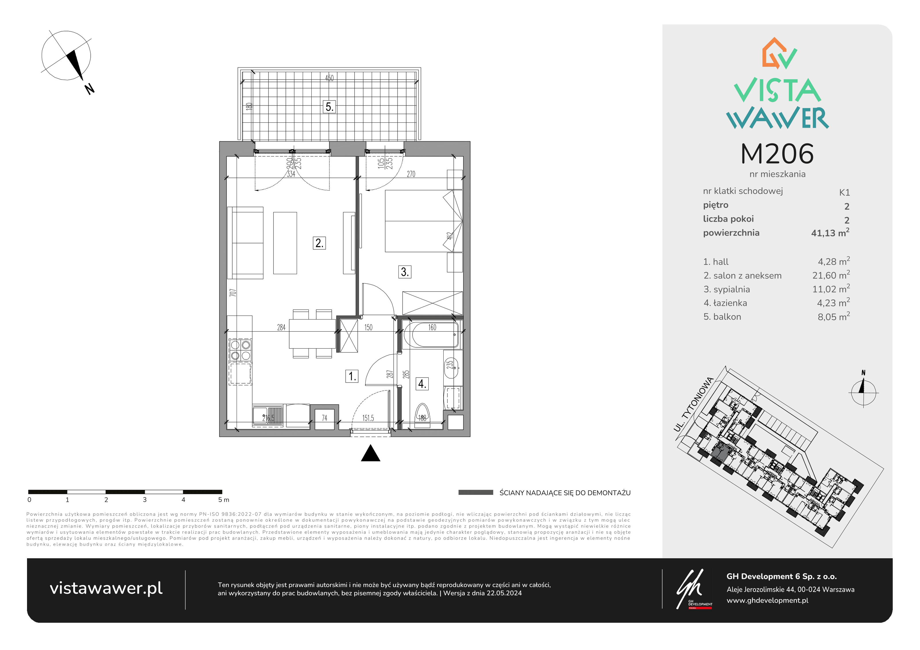 Mieszkanie 41,13 m², piętro 2, oferta nr M206, Vista Wawer, Warszawa, Wawer, Gocławek, ul. Tytoniowa 20-idx