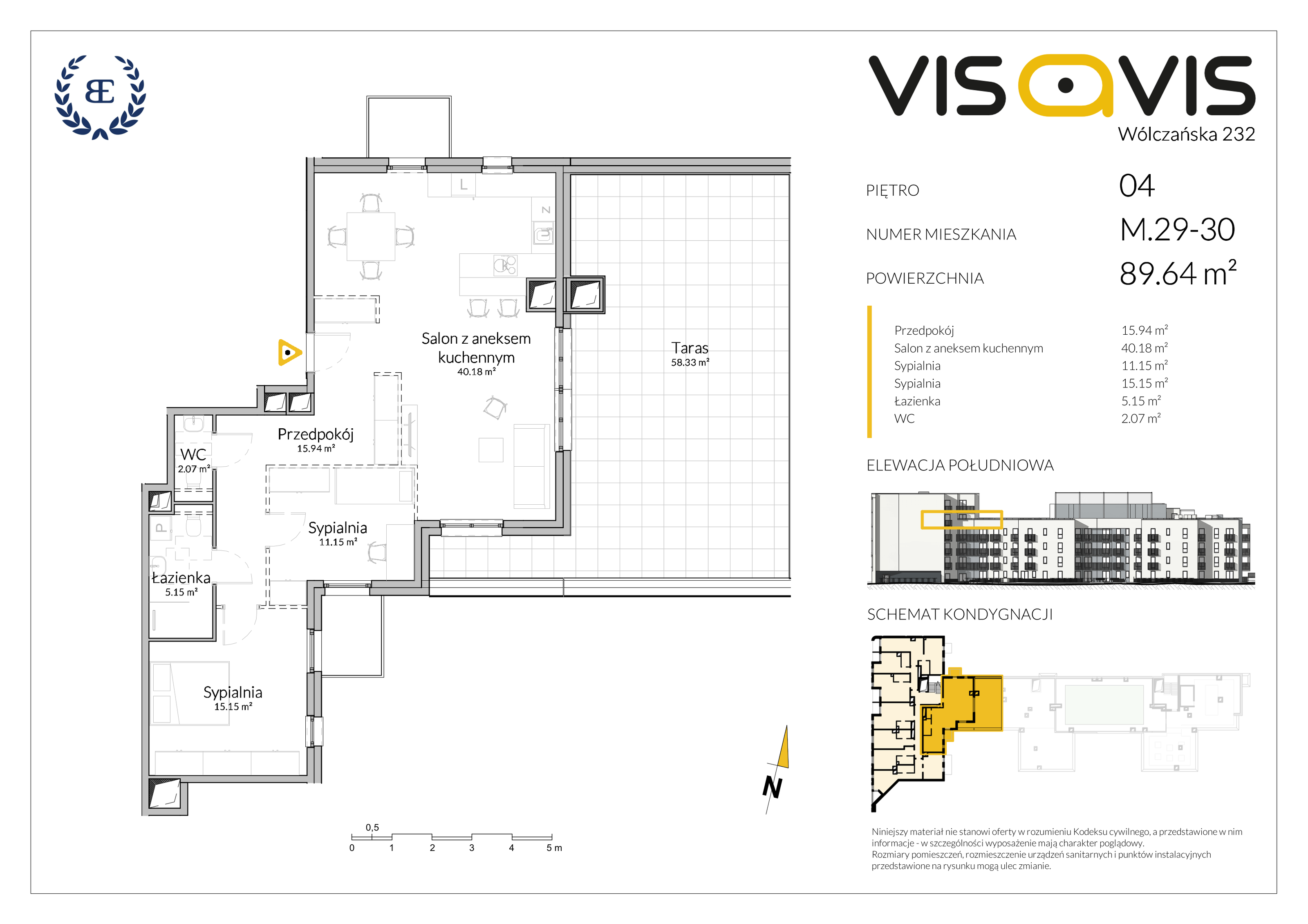 Apartament 89,64 m², piętro 4, oferta nr 04.M.29-30, Visavis, Łódź, Śródmieście, Śródmieście, ul. Wólczańska 232-idx