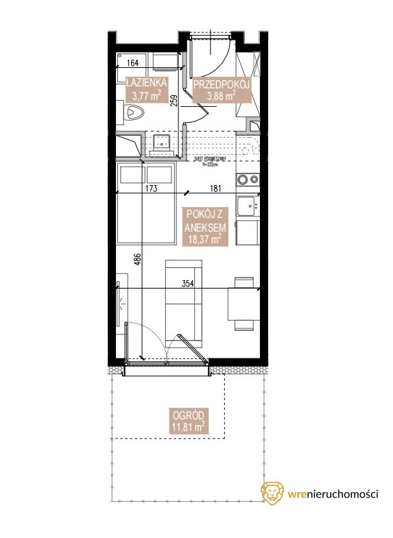 Mieszkanie 26,01 m², parter, oferta nr , 575655, Wrocław, Gaj, Świeradowska-idx