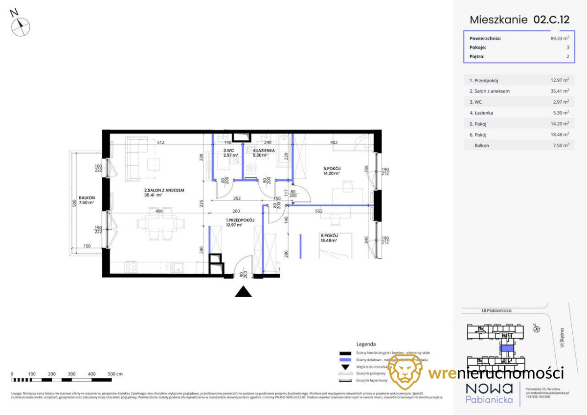 Mieszkanie 89,33 m², piętro 2, oferta nr , 714049, Wrocław, Krzyki-Partynice, Krzyki, Pabianicka-idx