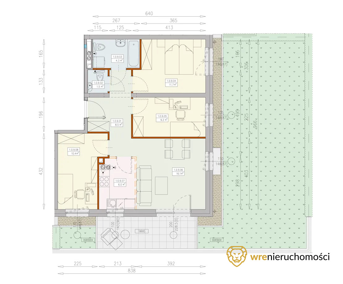 Mieszkanie 67,39 m², parter, oferta nr , 770134, Wrocław, Księże, Księże Wielkie, Blizanowicka-idx