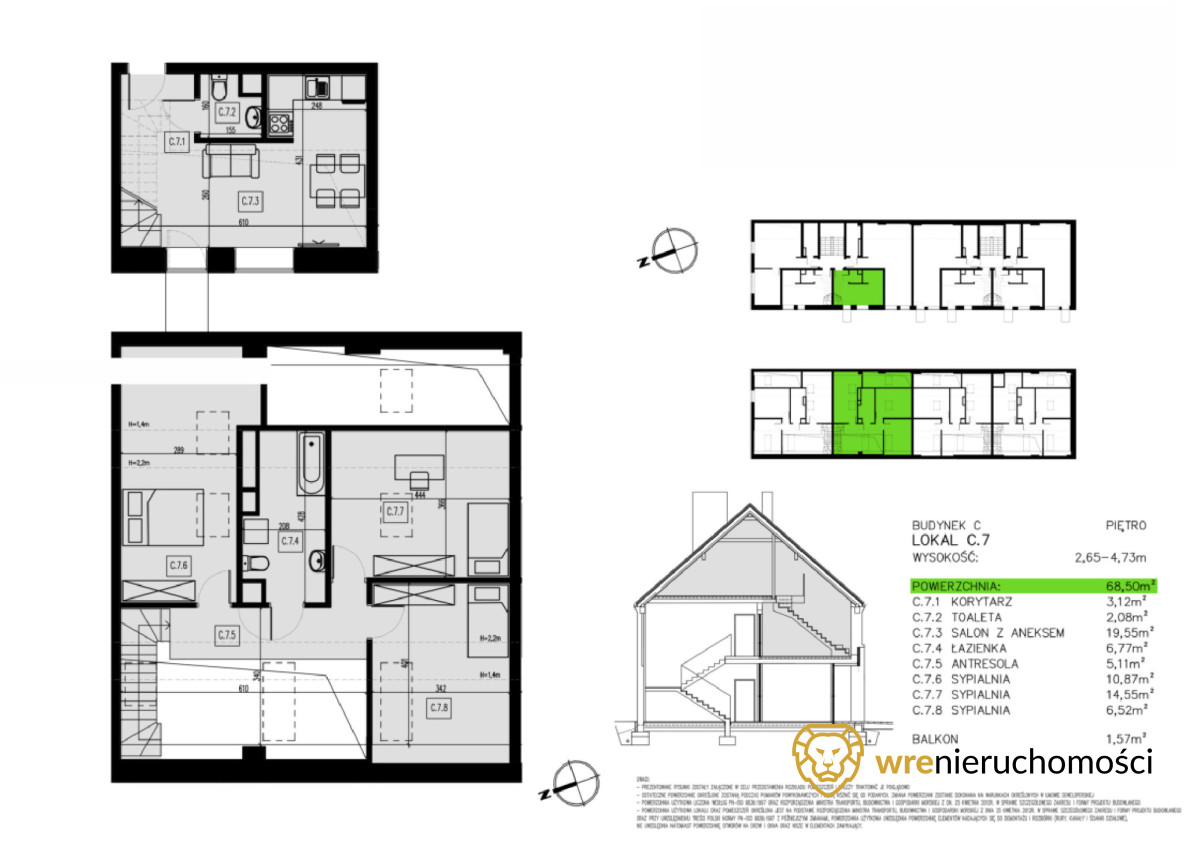 Mieszkanie 68,50 m², piętro 1, oferta nr , 986186, Wrocław, Wojszyce, Pawia-idx